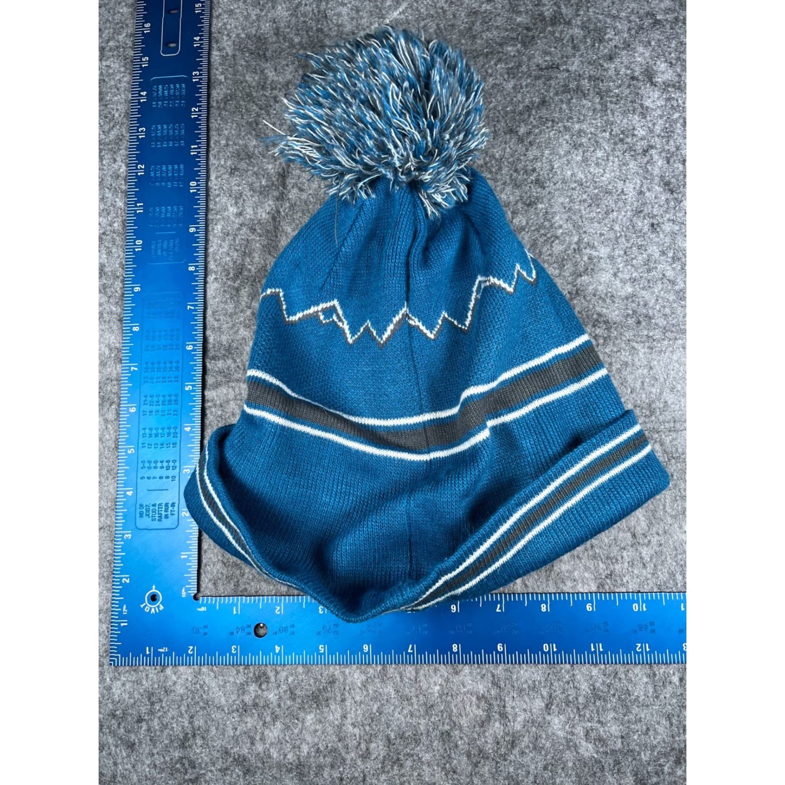 Spyder Spyder Beanie Toque Adult One Size Blue Stripe Knit Acrylic Poly Mountains Pom Size ONE SIZE - 5 Thumbnail