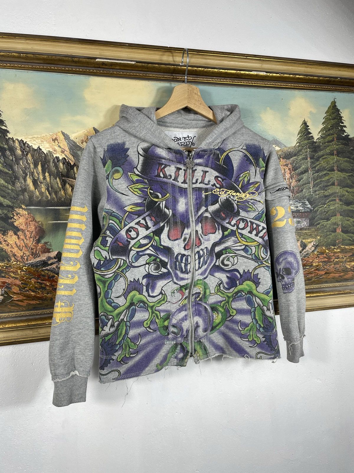 Christian Audigier × Ed Hardy × Vintage Ed Hardy Retro 00s Hoodie Affliction Grunge HipHop Swag Drip Size S / US 4 / IT 40 - 4 Thumbnail