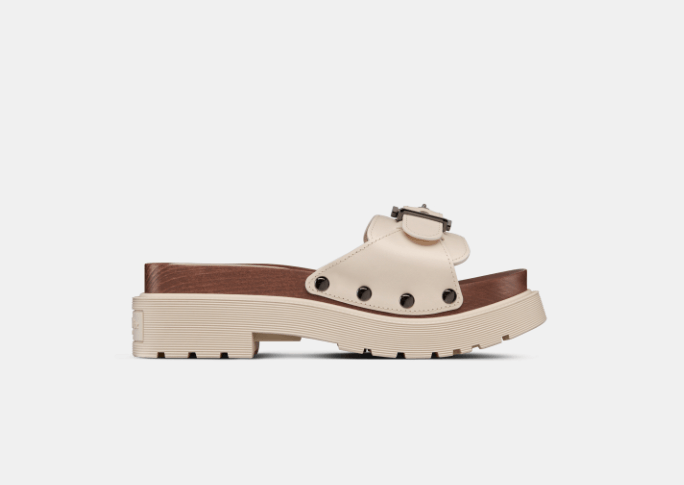 image of O1W1Db10224 Diorquake Strap Slides In White, Women's