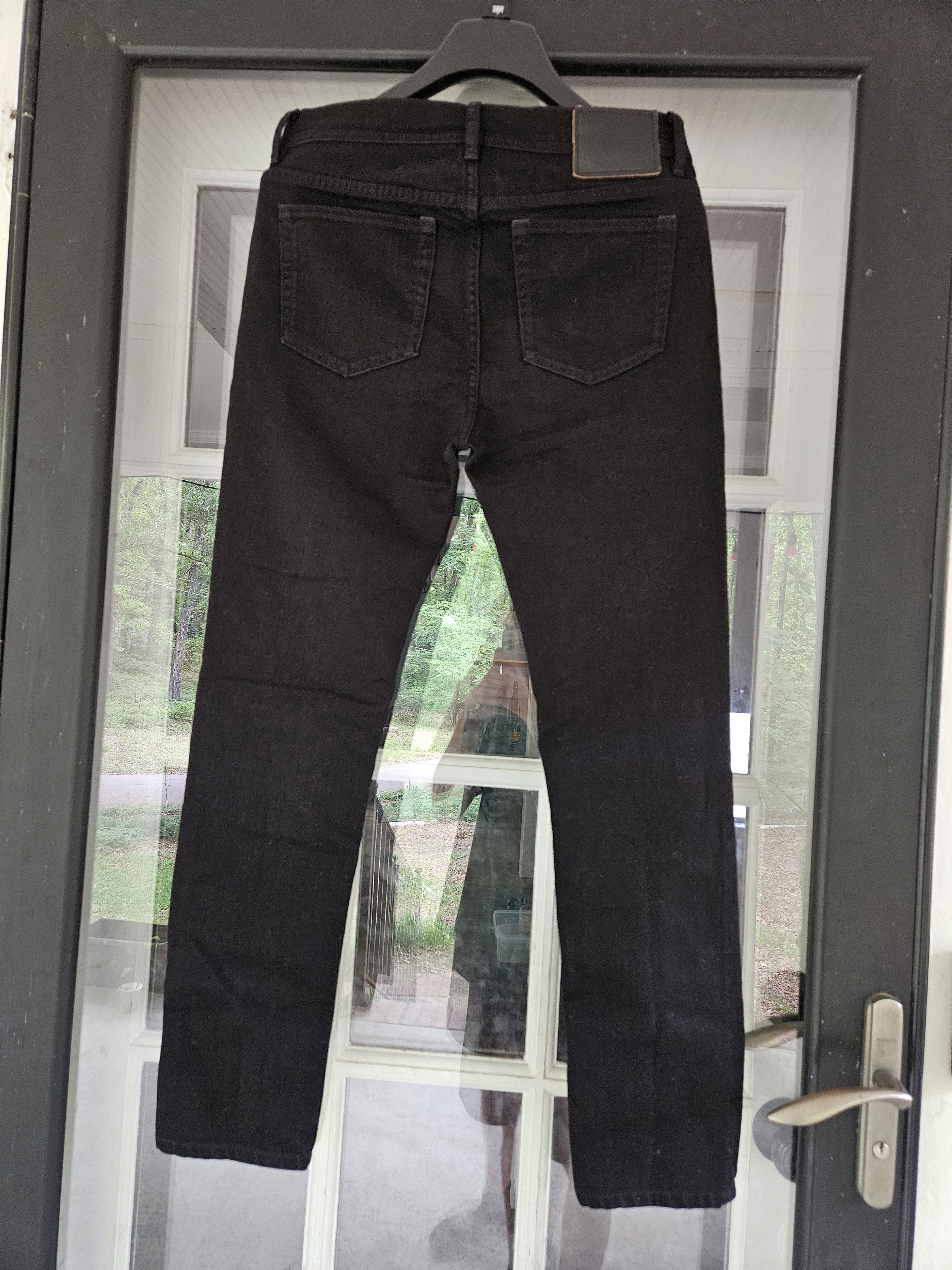Acne Studios River Stay Black Leather Back Patch Denim Jeans Size US 32 / EU 48 - 5 Thumbnail
