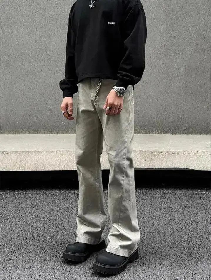 Japanese Brand Straight grey micro flared jeans Size US 32 / EU 48 - 2 Thumbnail