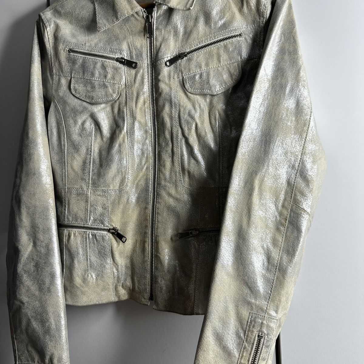 ARMA Metallic silver leather jacket by Arma sz S Size M / US 6-8 / IT 42-44 - 7 Thumbnail