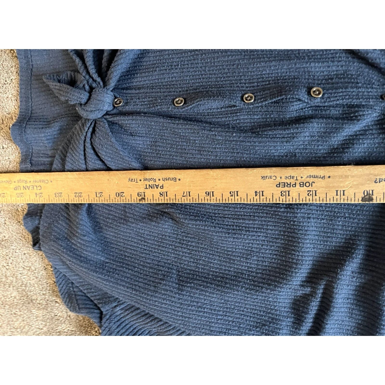 Abercrombie & Fitch Abercrombie & Fitch Cardigan Women L Blue Solid Tie Front Cable-Knit V-Neck Long Sleeve Cotton Blend Knit Size L / US 10 / IT 46 - 5 Thumbnail