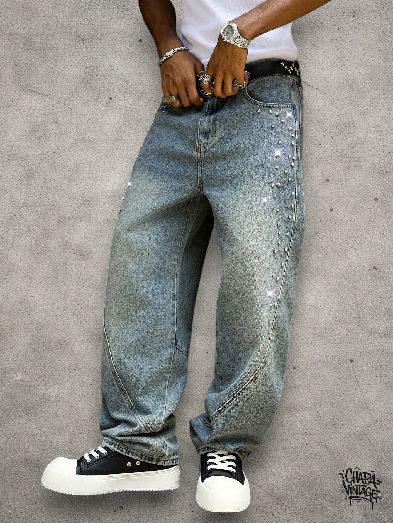 Vintage Washed embellished jeans Size US 32 / EU 48 - 1 Thumbnail