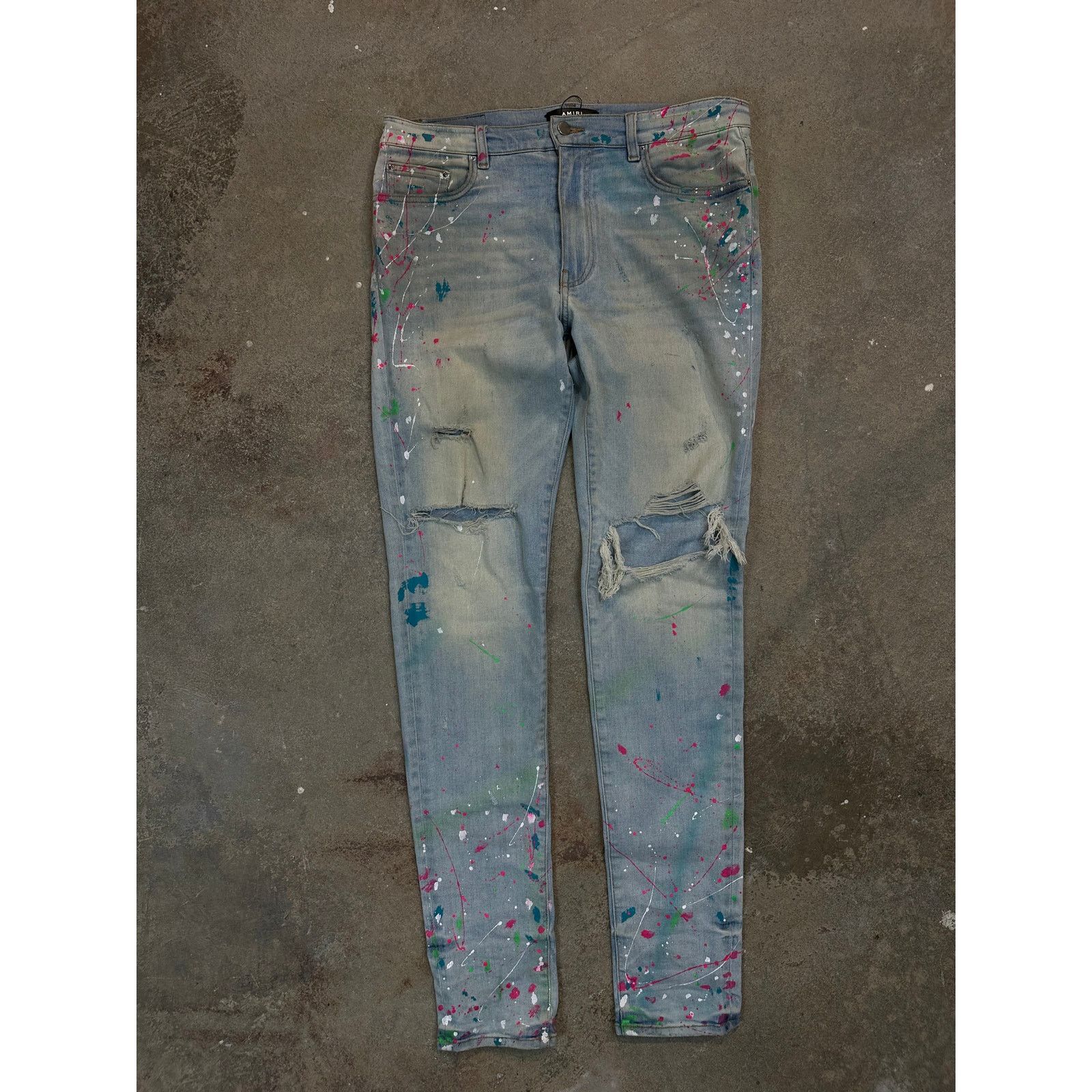 Amiri Amiri Jeans Light Wash South Beach Splatter Used 34 Size US 34 / EU 50 - 1 Thumbnail