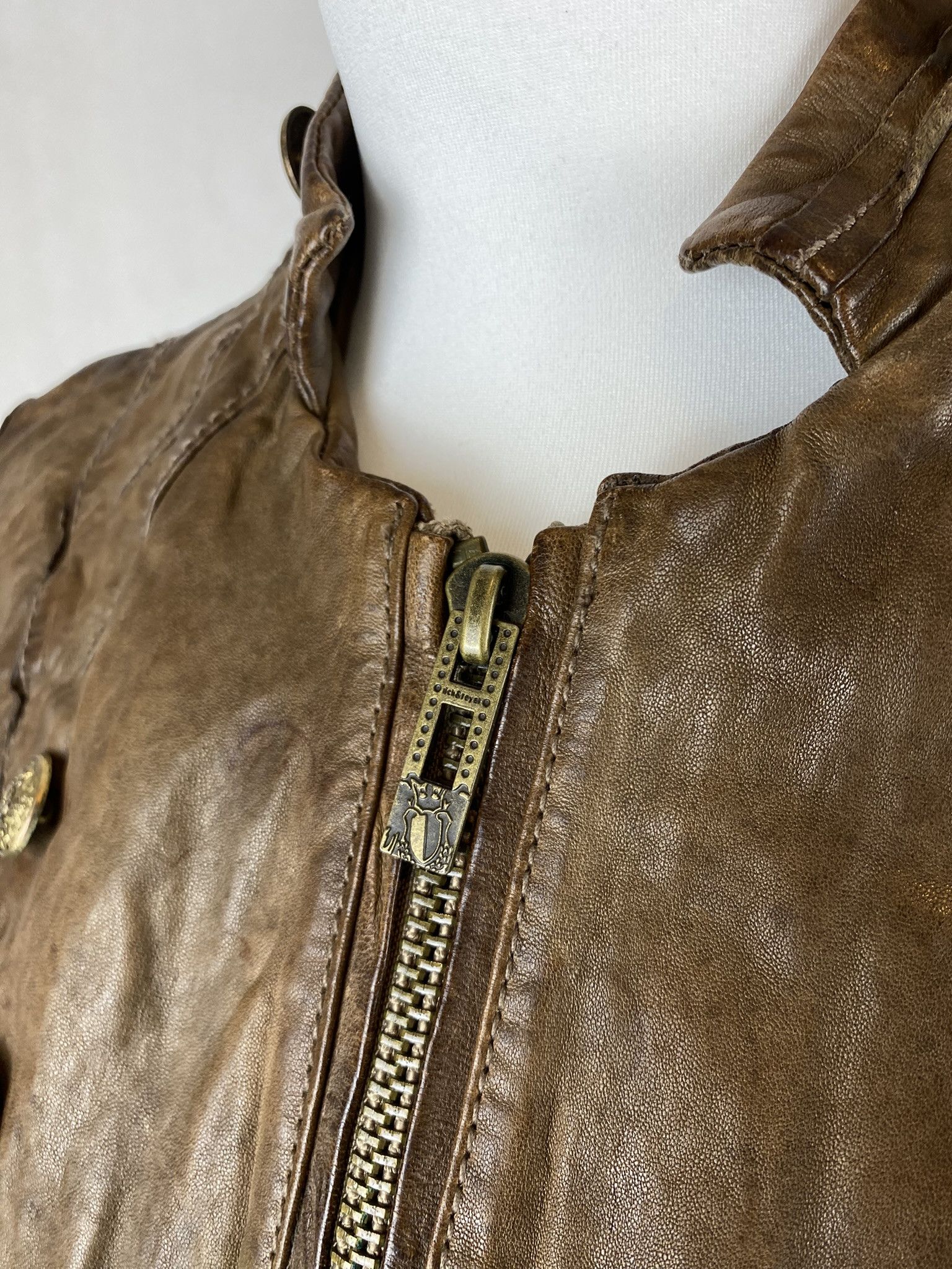 Genuine Leather × Vintage real leather jacket vintage vera pelle tailored pins zip Size M / US 6-8 / IT 42-44 - 12 Thumbnail