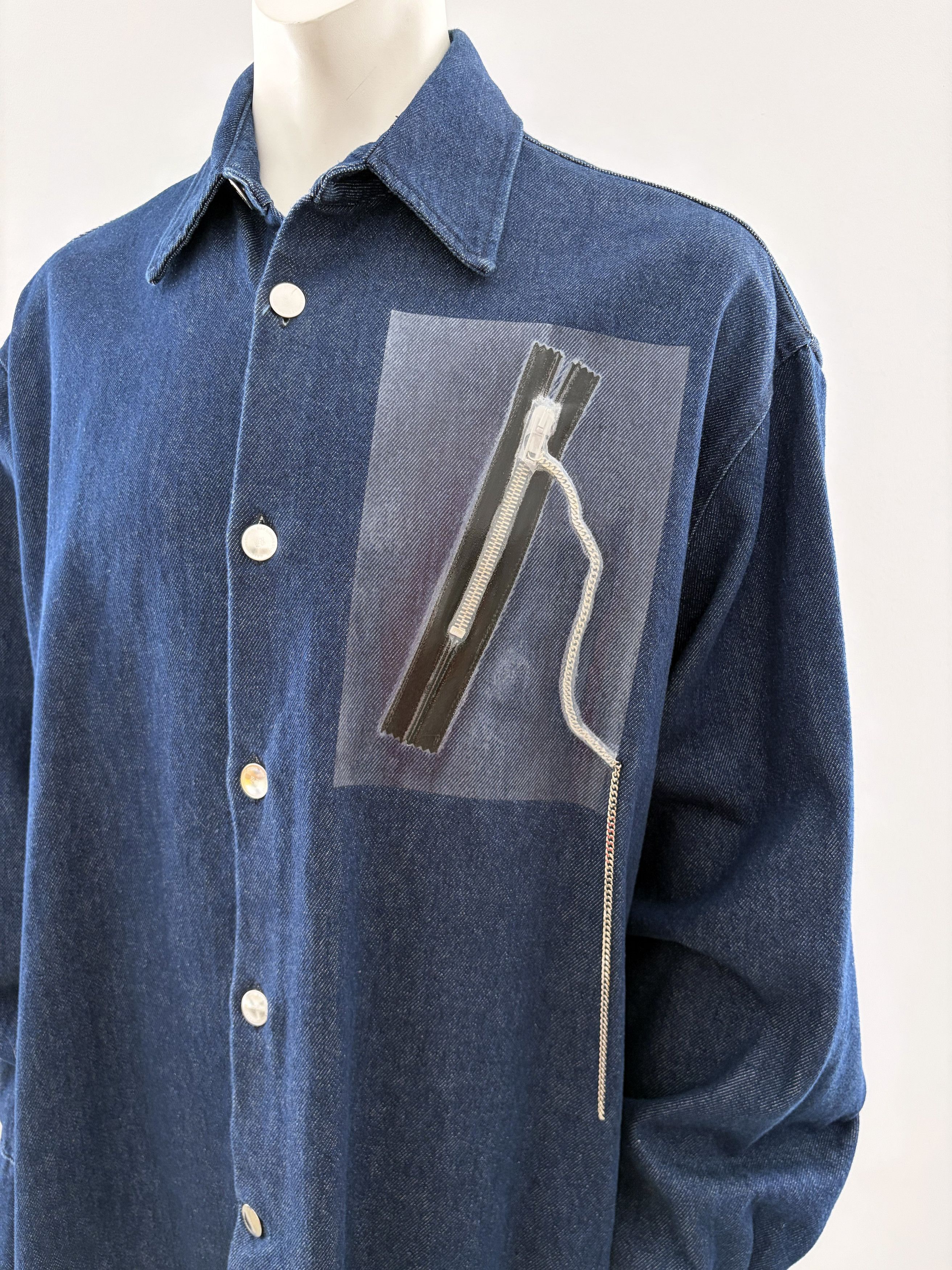 Raf Simons SS19 'Big Fit Shirt With Zipper' Blue Denim Size US M / EU 48-50 / 2 - 4 Thumbnail