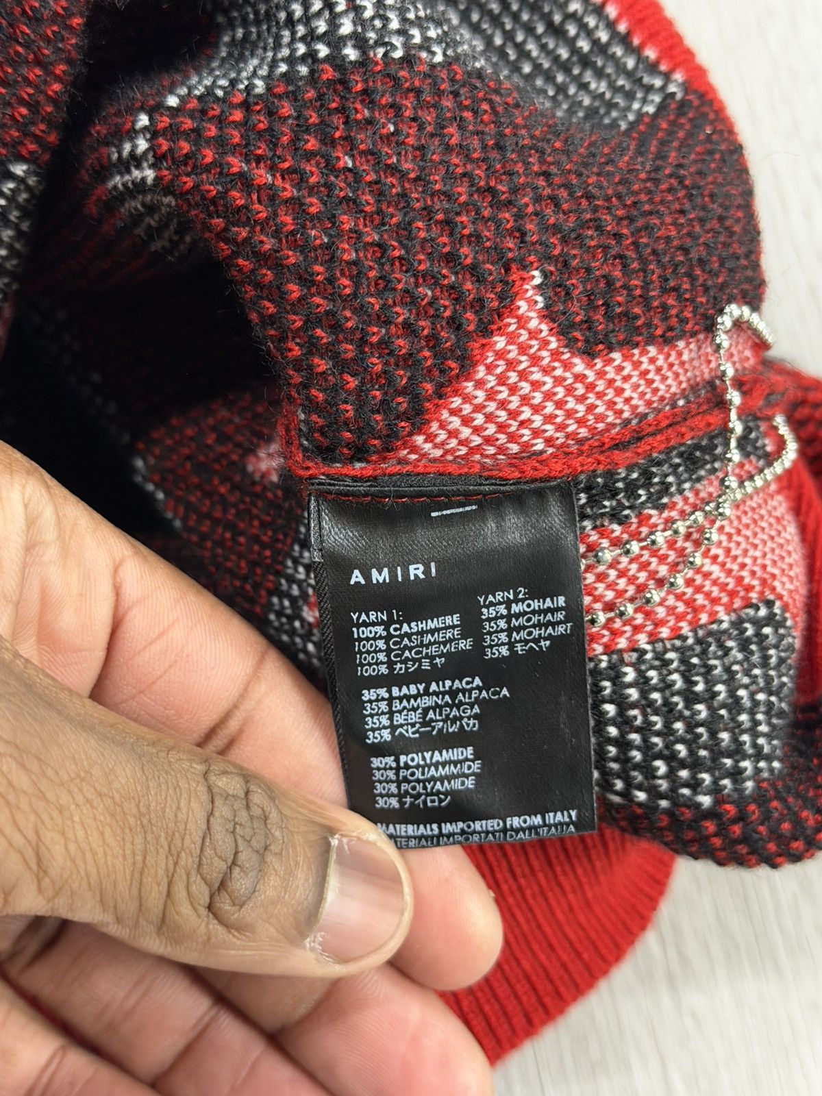 Amiri Amiri Logo Check Crewneck Sweater – Red / Multi Size US XS / EU 42 / 0 - 5 Thumbnail