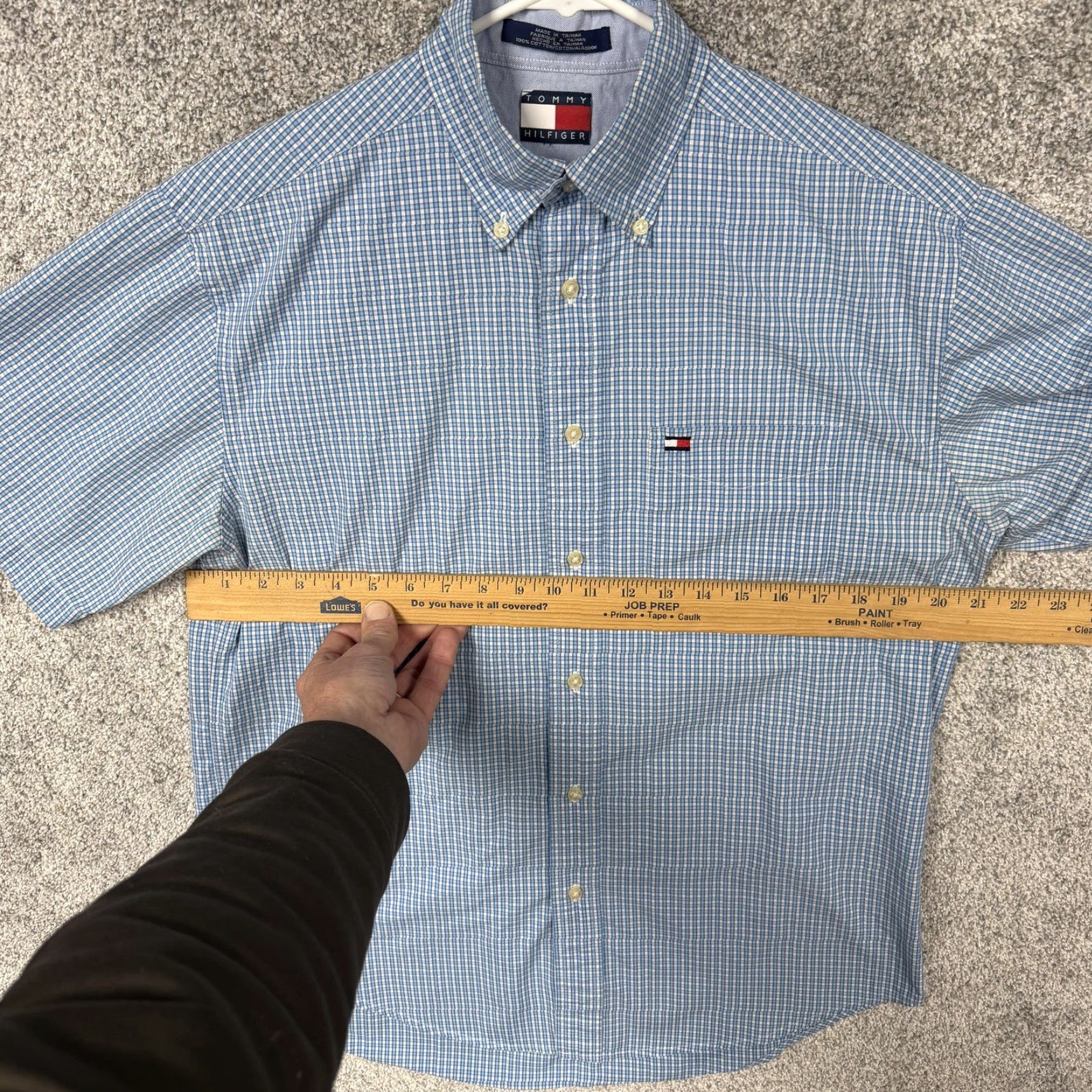 Tommy Hilfiger VINTAGE Tommy Hilfiger Shirt Mens L Blue Plaid Button-Down Short Sleeve Casual Business Preppy Size US L / EU 52-54 / 3 - 3 Thumbnail