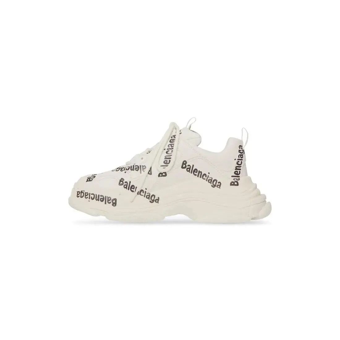 Balenciaga o1w1db10625 Triple S Logotype Sneakers in Off White/Black Size US 11 / EU 44 - 4 Thumbnail