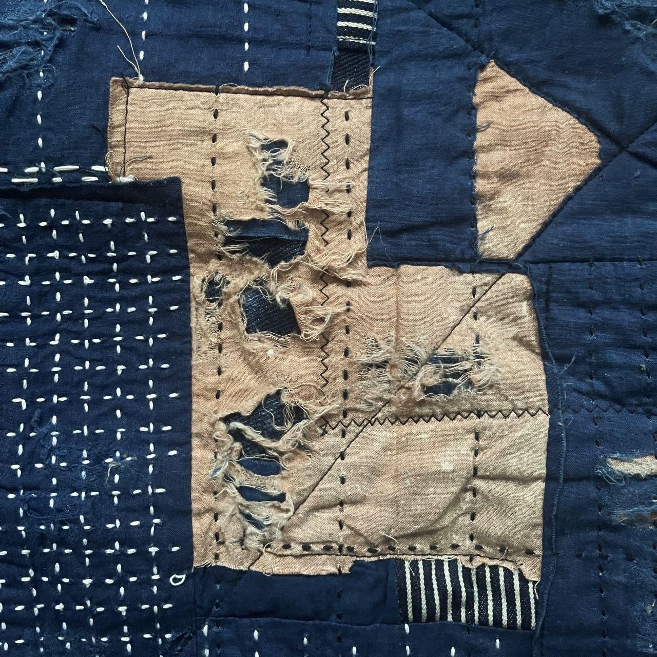 Kapital Indigo Collarless Boro Sashiko Denim Jacket Size US M / EU 48-50 / 2 - 7 Thumbnail