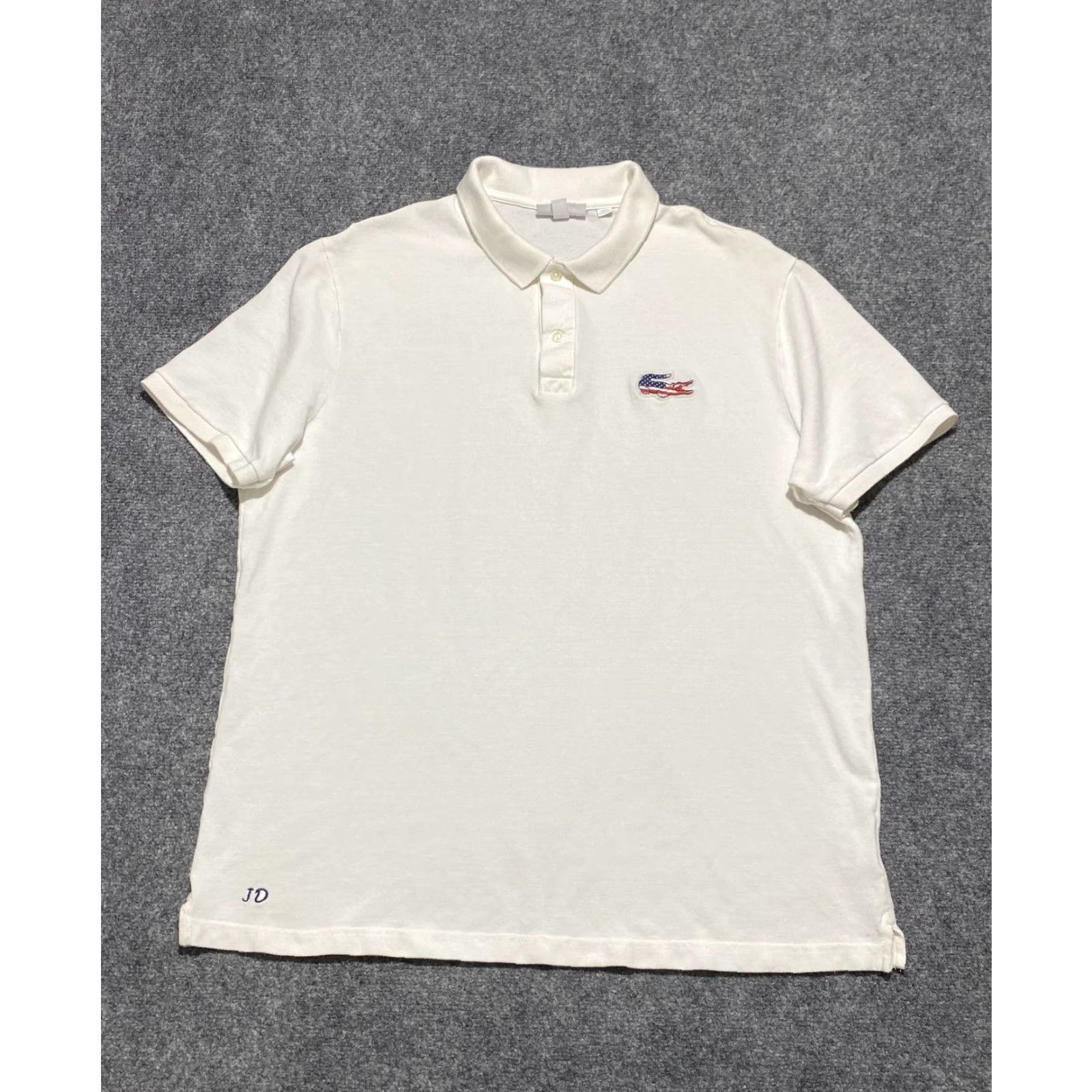 Lacoste Lacoste Polo Shirt Mens 4XL White Slim Fit American Flag Croc Embroidered Logo Shirt Size US XXL / EU 58 / 5 - 2 Thumbnail