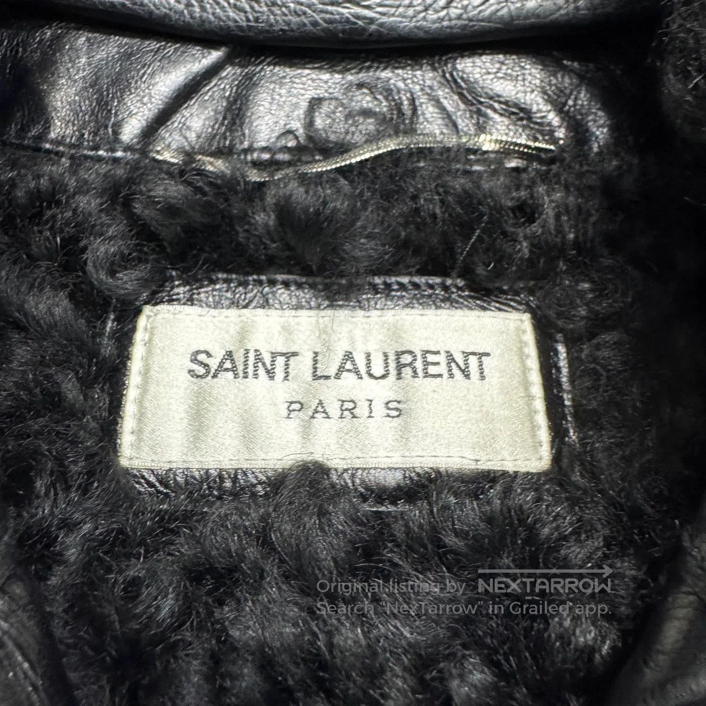 Saint Laurent Paris Black Leather Jacket with Fur Collar. Size US M / EU 48-50 / 2 - 2 Thumbnail