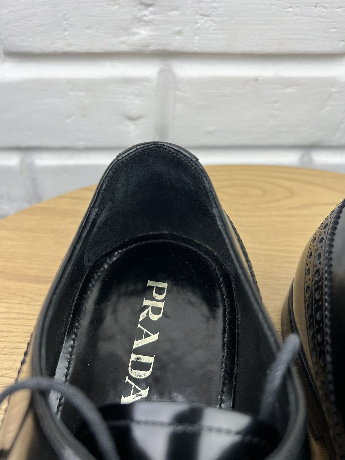 Prada PRADA MILANO Derby Brogues Leather Shoes Wingtip Black Men’s Size US 11 / EU 44 - 16 Thumbnail
