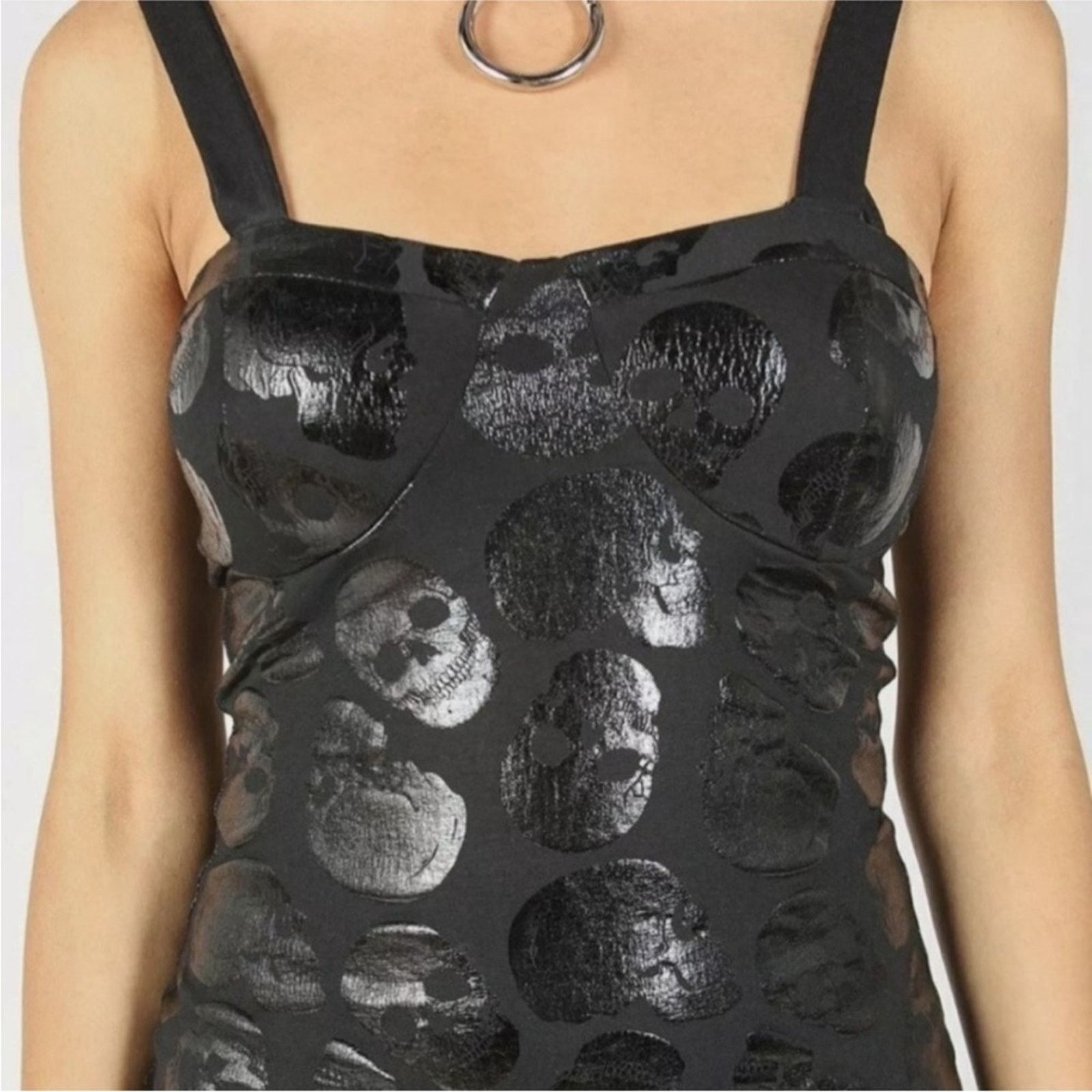 Iron Fist New! Iron Fist Skullz Club Black Mini Dress Bustier Bodycon Size M / US 6-8 / IT 42-44 - 6 Thumbnail