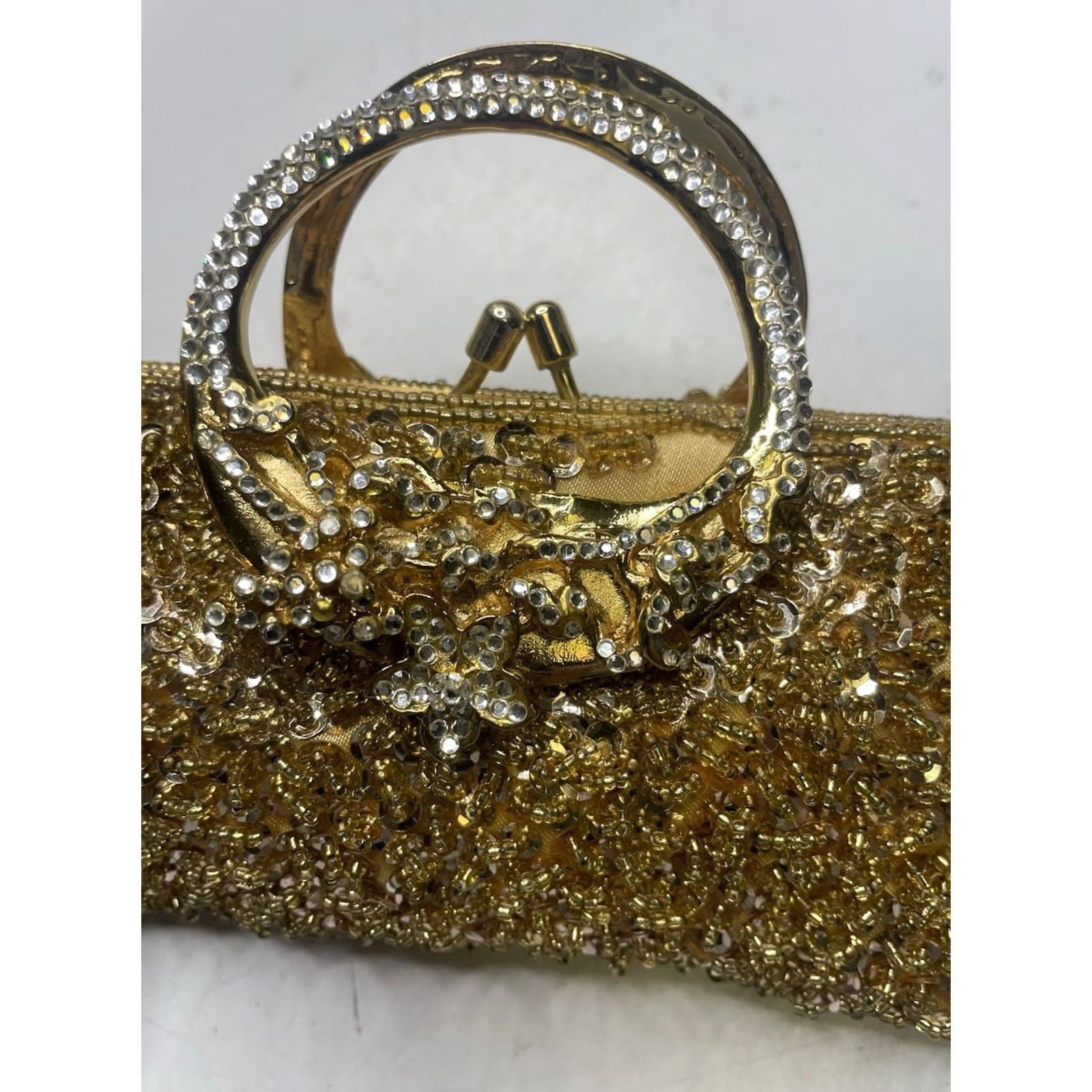 Lord & Taylor VINTAGE Lord & Taylor Jewel Toned Gold Silver Beaded Evening Bag Clutch Chain Strap VTG Size ONE SIZE - 2 Thumbnail