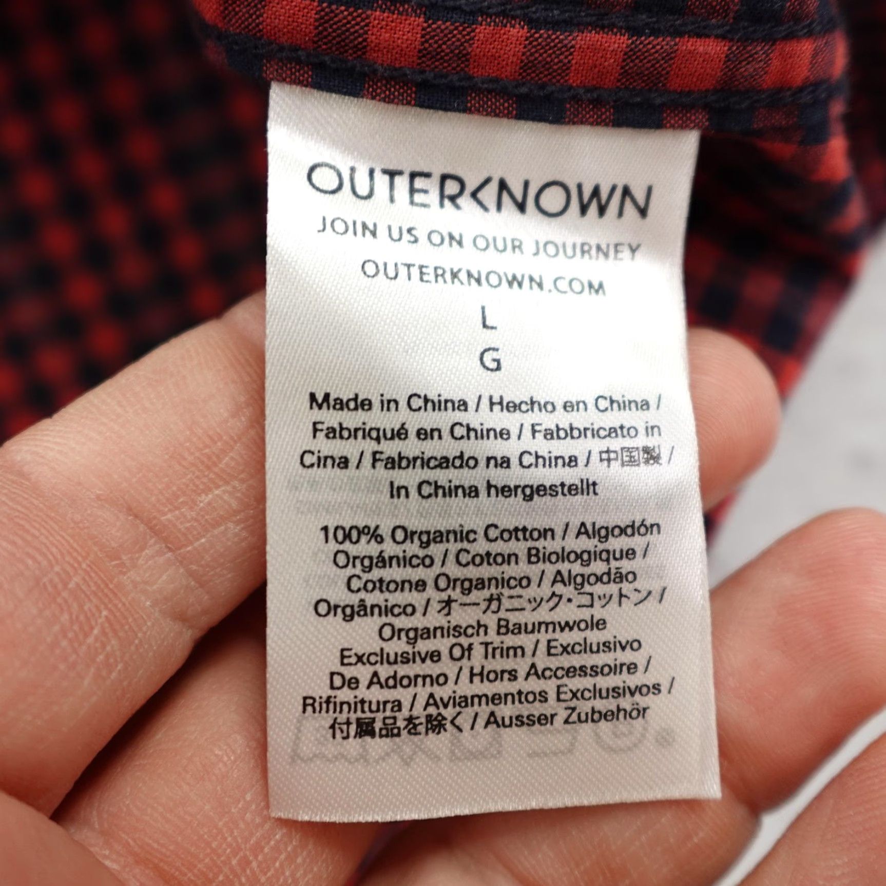 Outerknown VINTAGE Outerknown Shirt Mens Large Red Blue Gingham Plaid Button Up Organic Cotton Camp Size US L / EU 52-54 / 3 - 6 Thumbnail