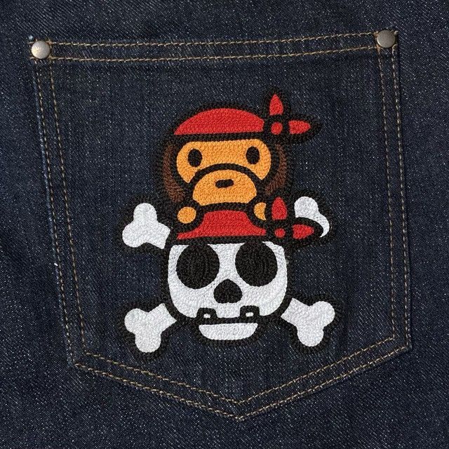 Bape ☠️Pirate Store Exclusive☠️ BAPE Milo Denim Shorts ★size XL Size US 36 / EU 52 - 3 Thumbnail