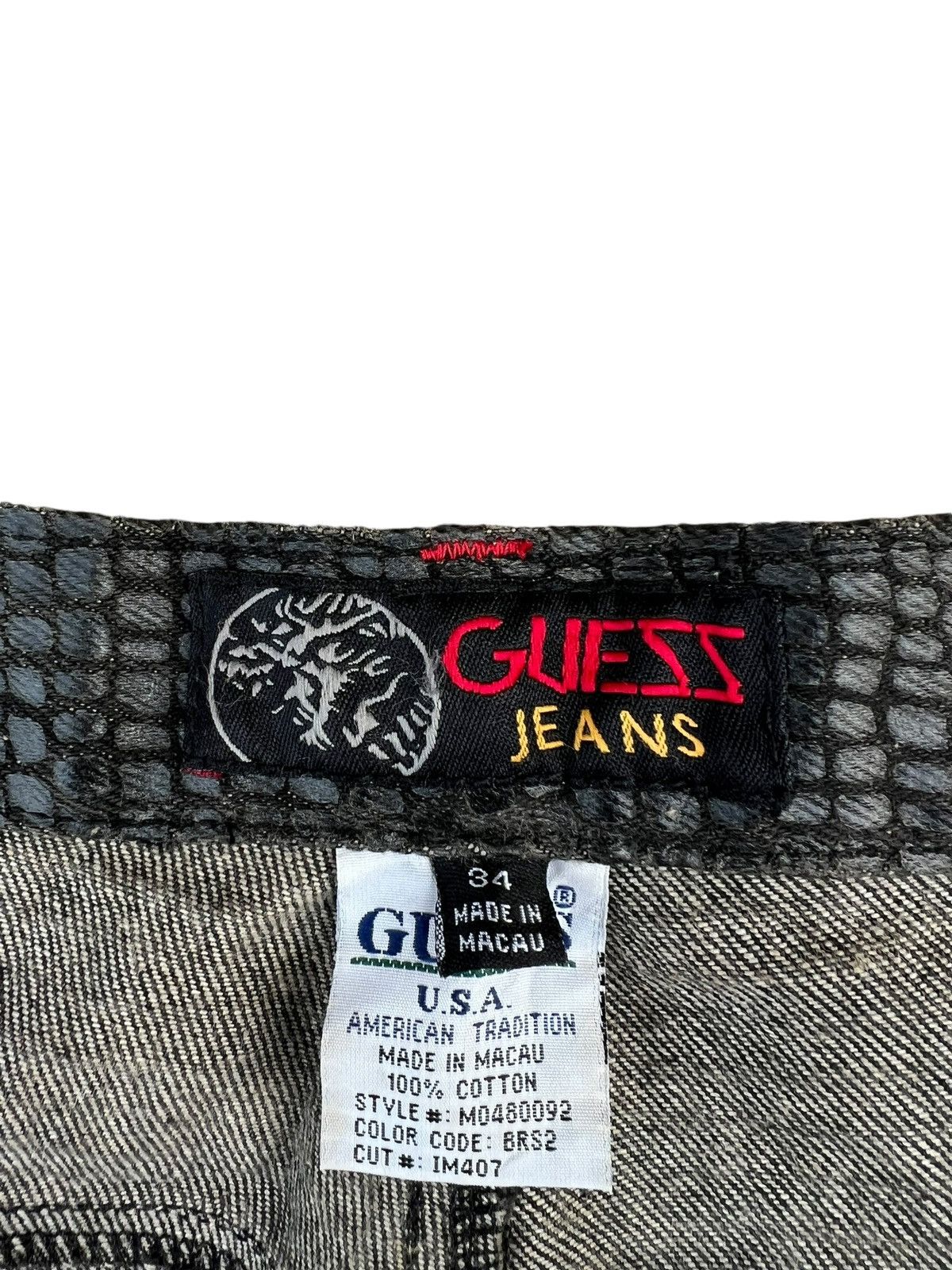 Guess Vintage 90s Guess Croc Skin Print Waxed Denim Jeans Size US 34 / EU 50 - 20 Thumbnail