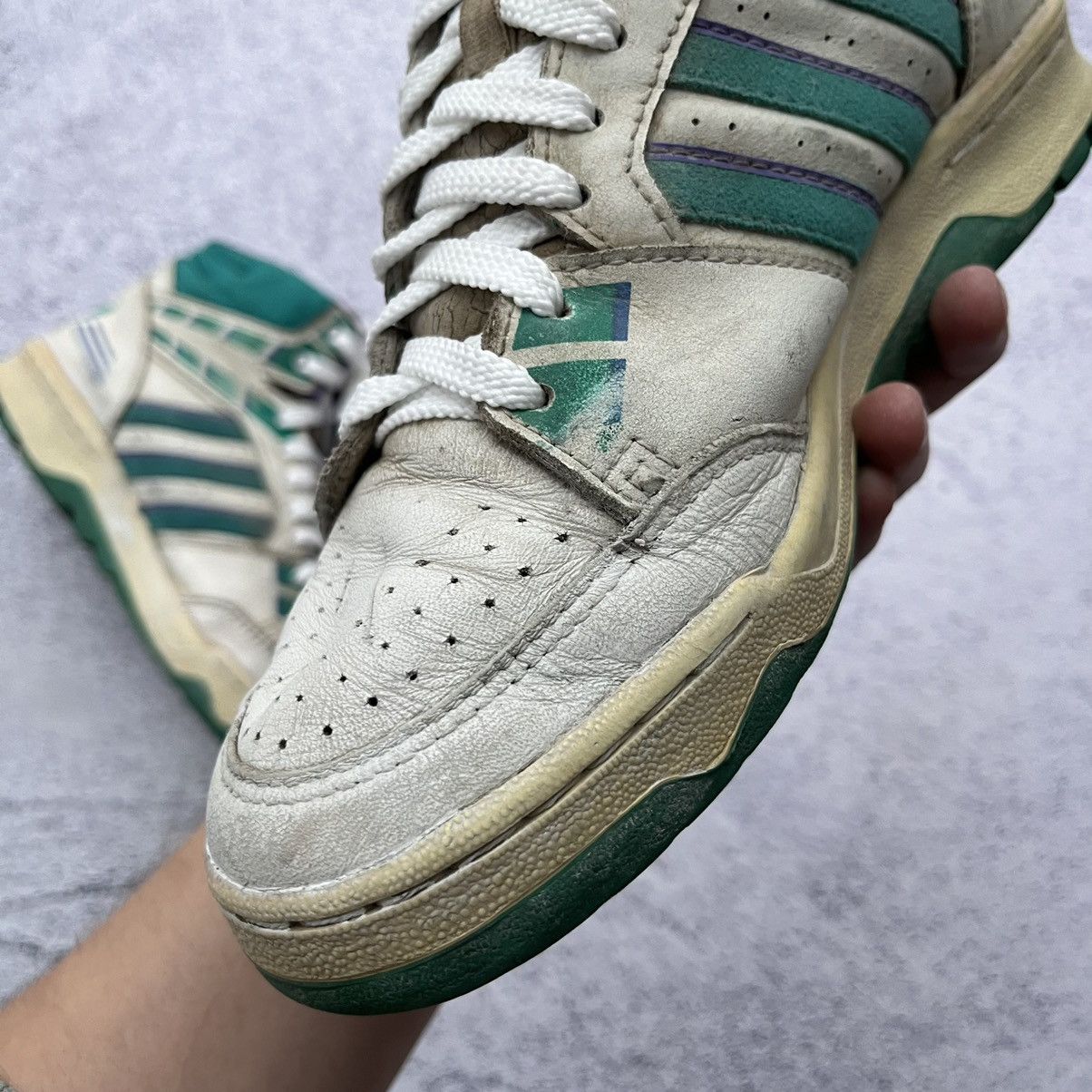 Adidas × Vintage Adidas vintage hi-top leather sneakers 1990 made in Korea Size US 7 / EU 40 - 8 Thumbnail