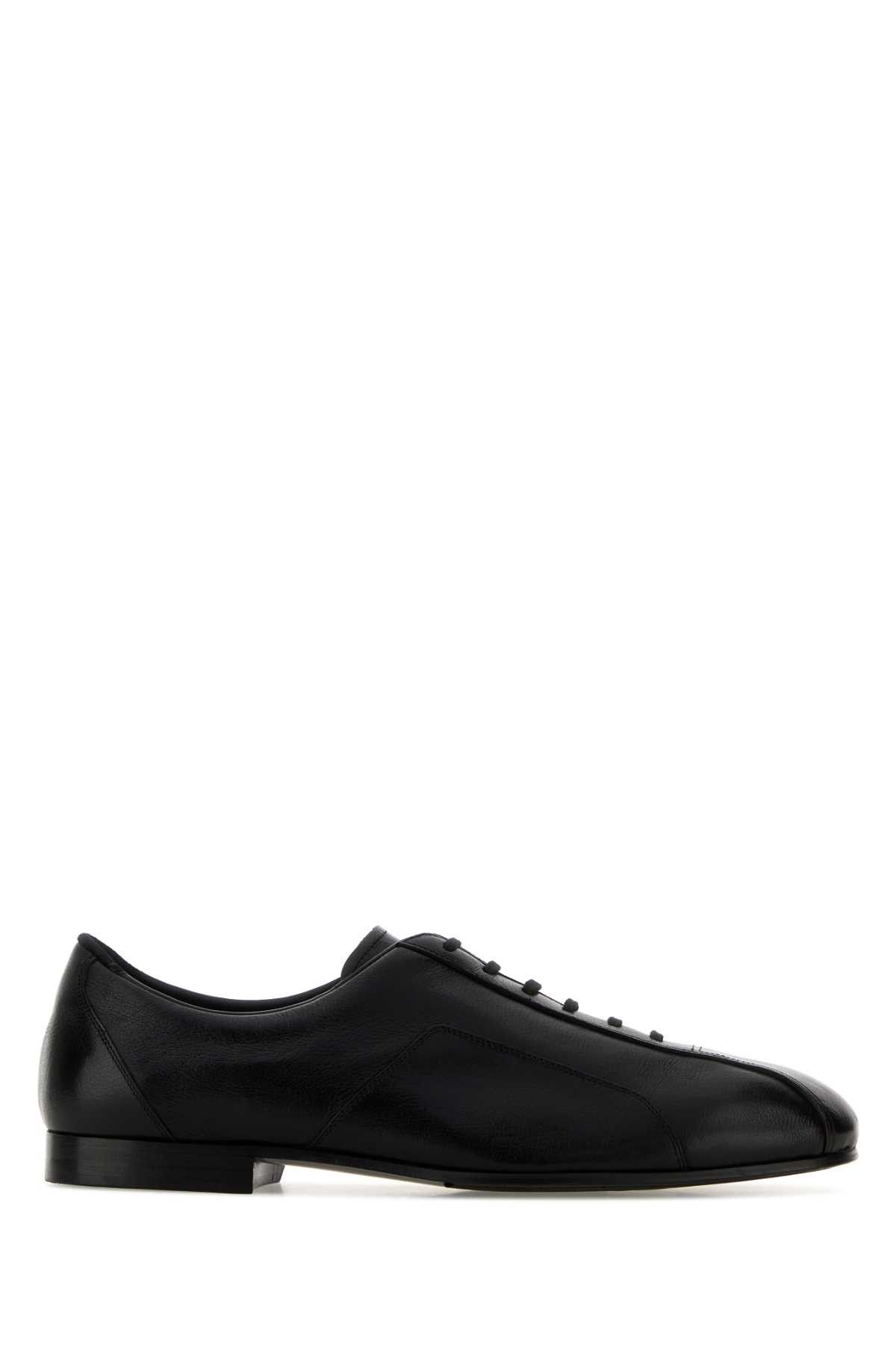 Jil Sander Black Leather Hamburg Lace-Up Shoes Size US 7 / EU 40 - 1 Thumbnail