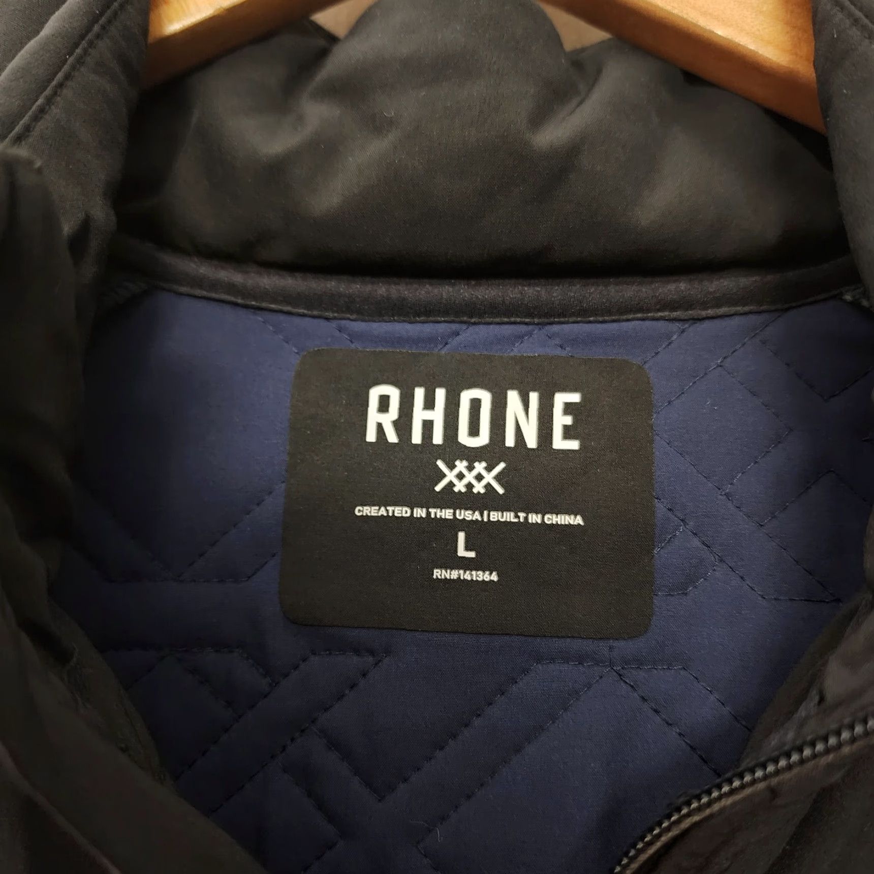 Rhone Rhone Jacket Mens Large Black Midtown Full Zip Quilted Blue Front Zip, Regular Size, Jacket, Men Size US L / EU 52-54 / 3 - 4 Thumbnail