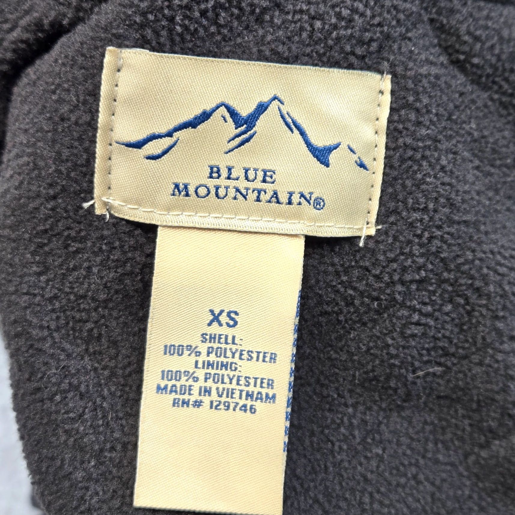 The Mountain VINTAGE Blue Mountain Vest Womens XS Black Quilted Fleece Mid-Length Full Zip Pockets Size XS / US 0-2 / IT 36-38 - 5 Thumbnail