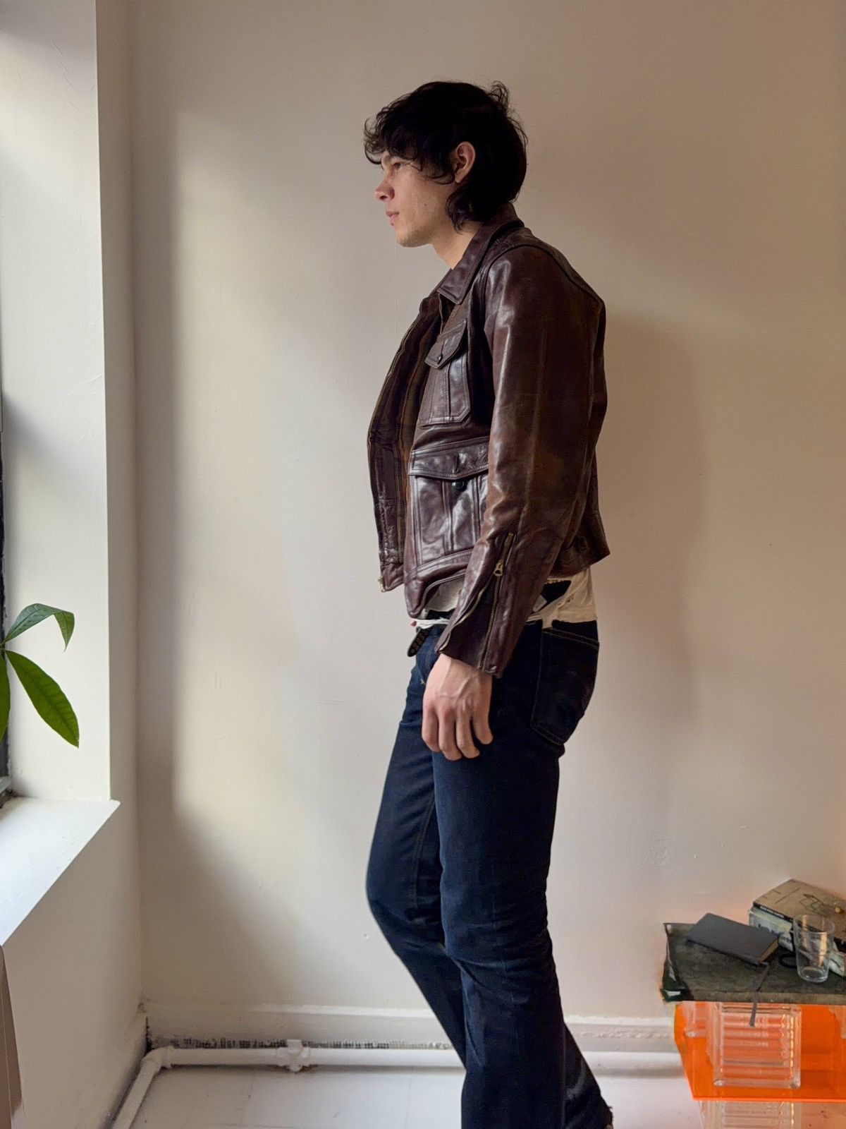 RRL Ralph Lauren RRL Fenton Brown Leather Jacket Size US L / EU 52-54 / 3 - 3 Thumbnail