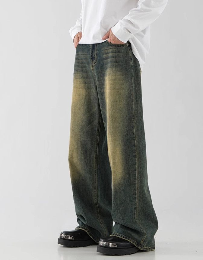 Japanese Brand Men's Blue Washed Clean-Fit Straight-Leg Jeans Size US 32 / EU 48 - 2 Thumbnail