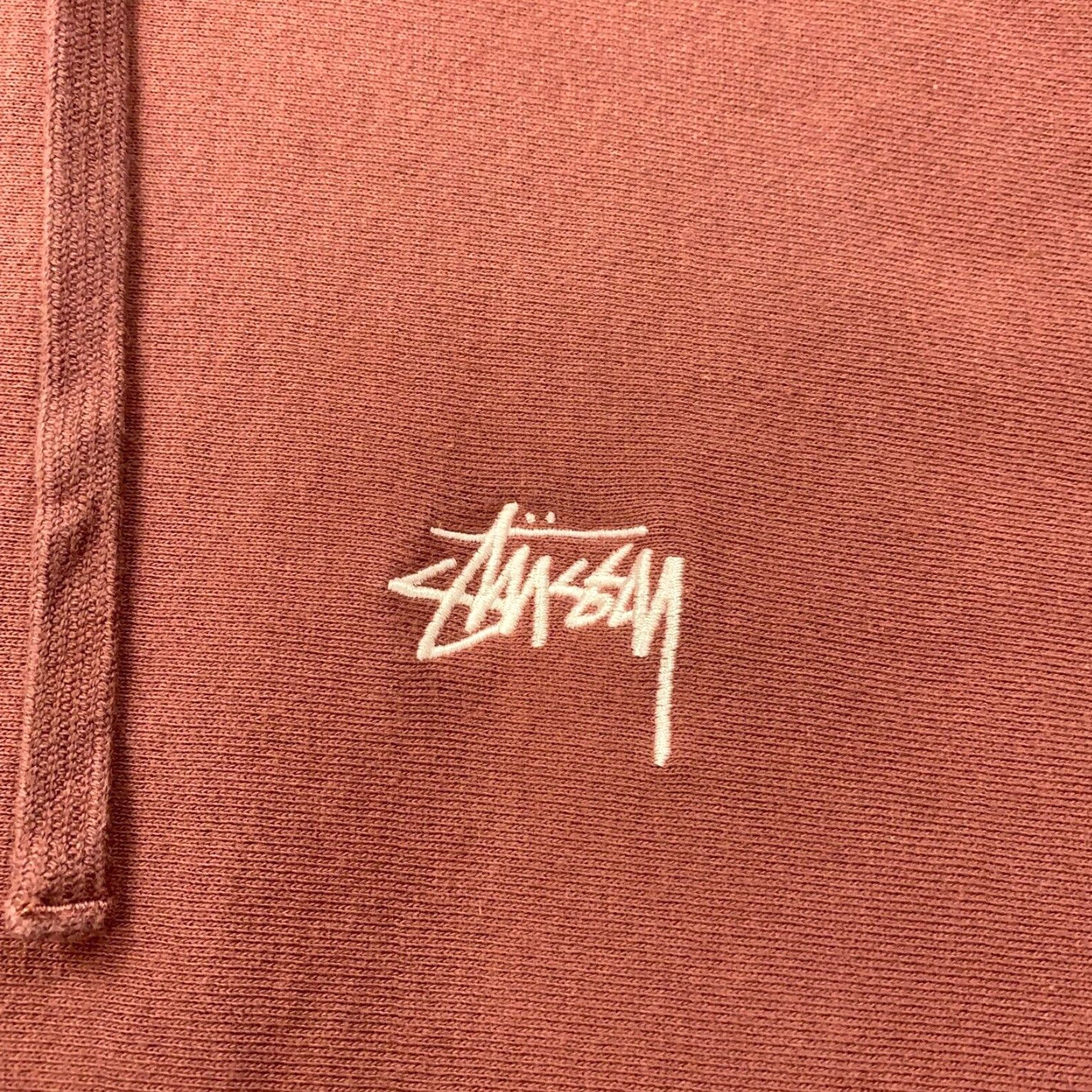 VINTAGE Stussy Logo Hoodie Men 2XL Pullover Fleece Maroon Fall Winter Hip Hop