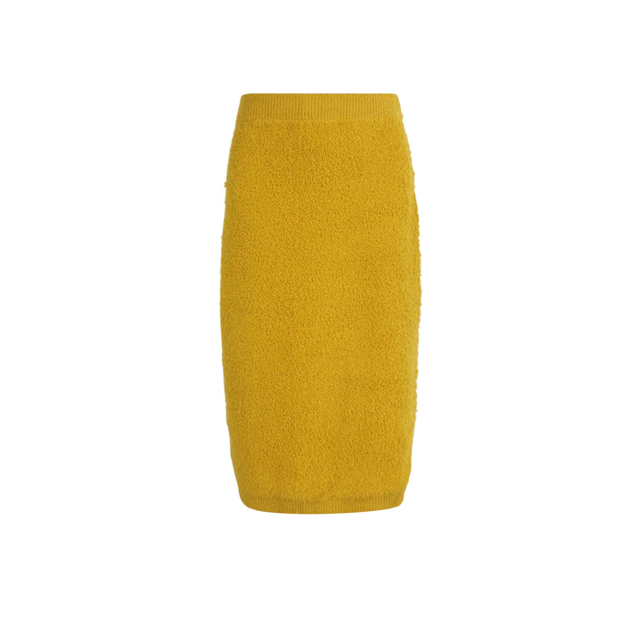Prada Prada Yellow Alpaca Blend Midi Skirt - dmc Size 42" / US 20 - 1 Thumbnail
