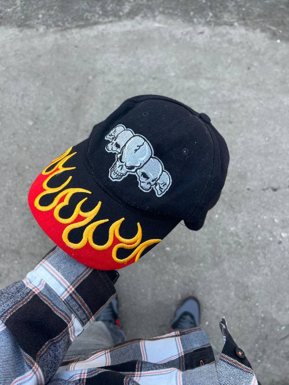 Vintage VERY RARE SCULL FLAME CAP FIRE DESIGNER RETRO JAPAN STYLE Size ONE SIZE - 1 Thumbnail