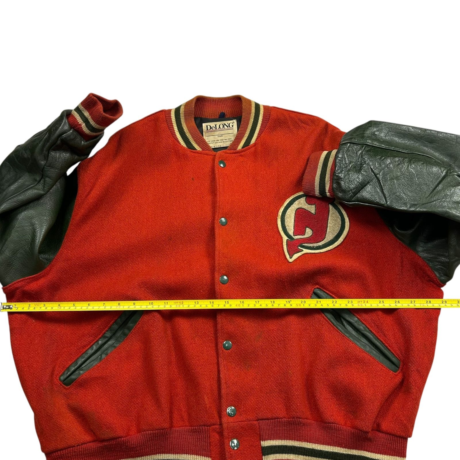 NHL VTG 90s NEW JERSEY DEVILS DELONG VARSITY JACKET LEATHER WOOL Size US XL / EU 56 / 4 - 9 Thumbnail
