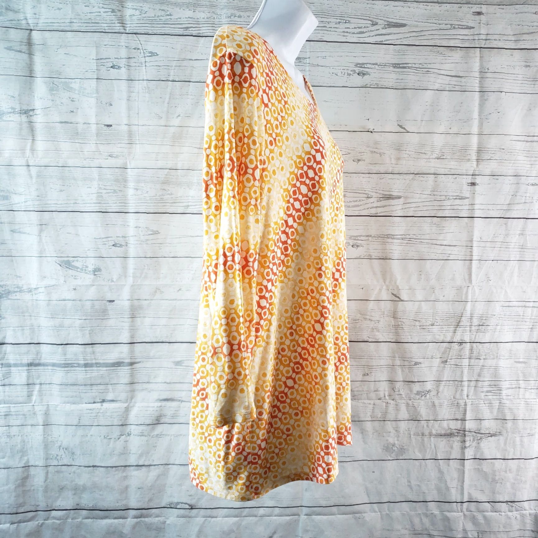 Vintage Chico's Womens Top 3/4 Sleeve Blouse Size L Orange White Rayon Blend Shirt Casual Womens Size L / US 10 / IT 46 - 3 Thumbnail