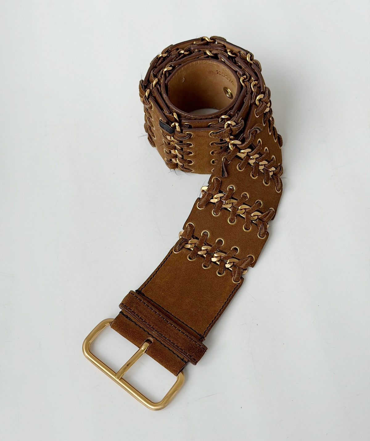 Prada PRADA Chain Suede Wide Brown Belt vintage leather western Size ONE SIZE - 5 Thumbnail