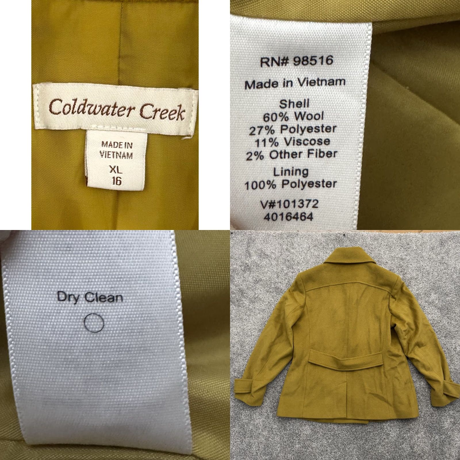 Coldwater Creek Coldwater Creek Wool Blend Winter Coat Womens XL 16 Double Breasted Pea Green Size XL / US 12-14 / IT 48-50 - 8 Thumbnail