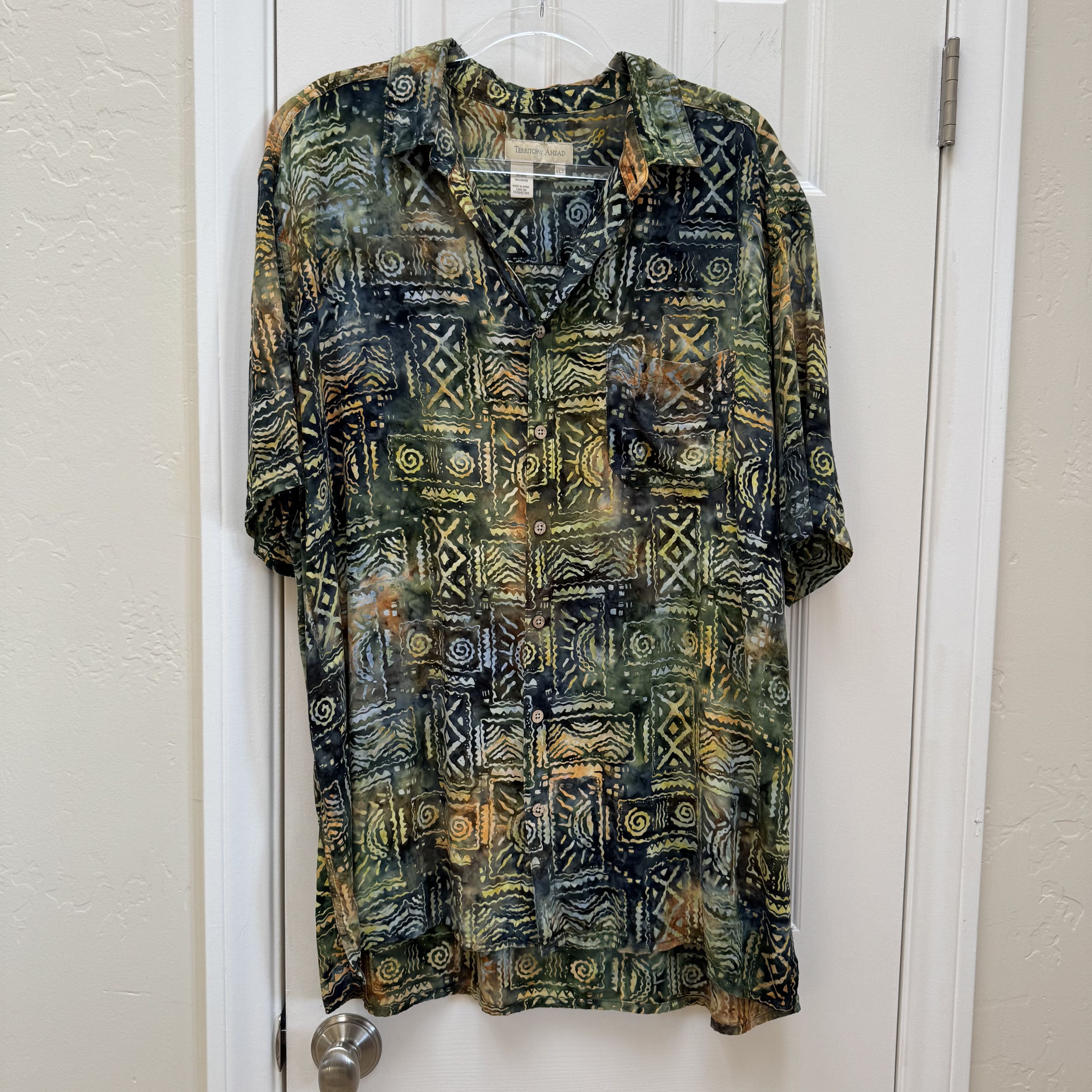 The Territory Ahead Vintage Territory Ahead Tie Dye Batik Rayon Tribal Shirt Size US XL / EU 56 / 4 - 2 Thumbnail