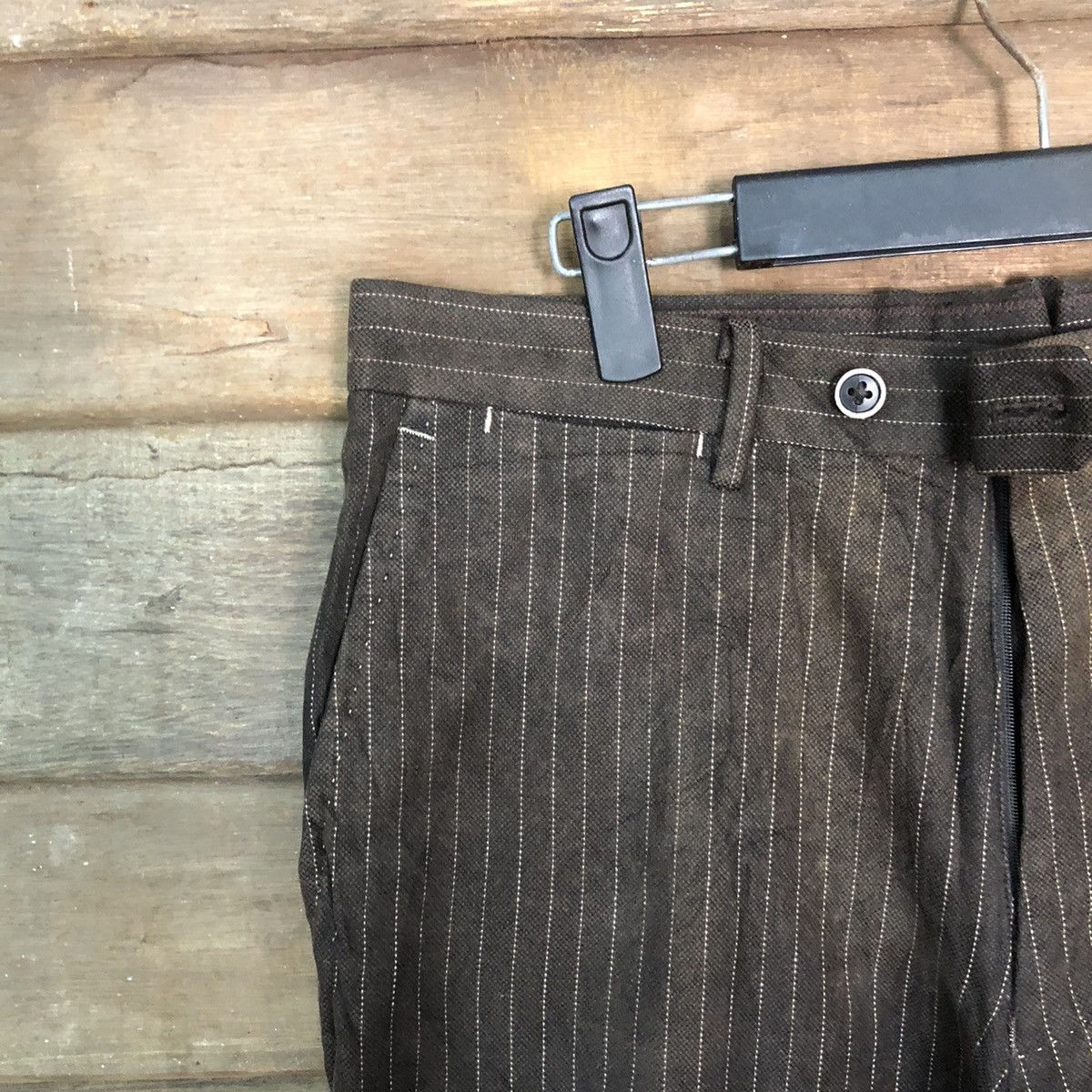 Vintage DL The Suit Company stripe Dark Brown Casual Pants #S2798 Size US 31 - 4 Thumbnail