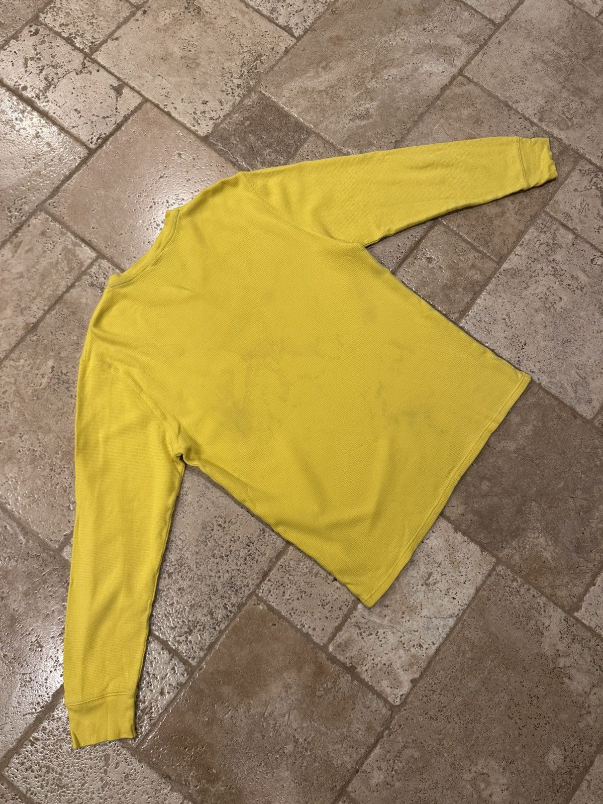 Polo Ralph Lauren × Ralph Lauren × Vintage Polo Ralph Lauren Yellow Waffle V-Neck Long Sleeve T-Shirt Size US XL / EU 56 / 4 - 11 Thumbnail