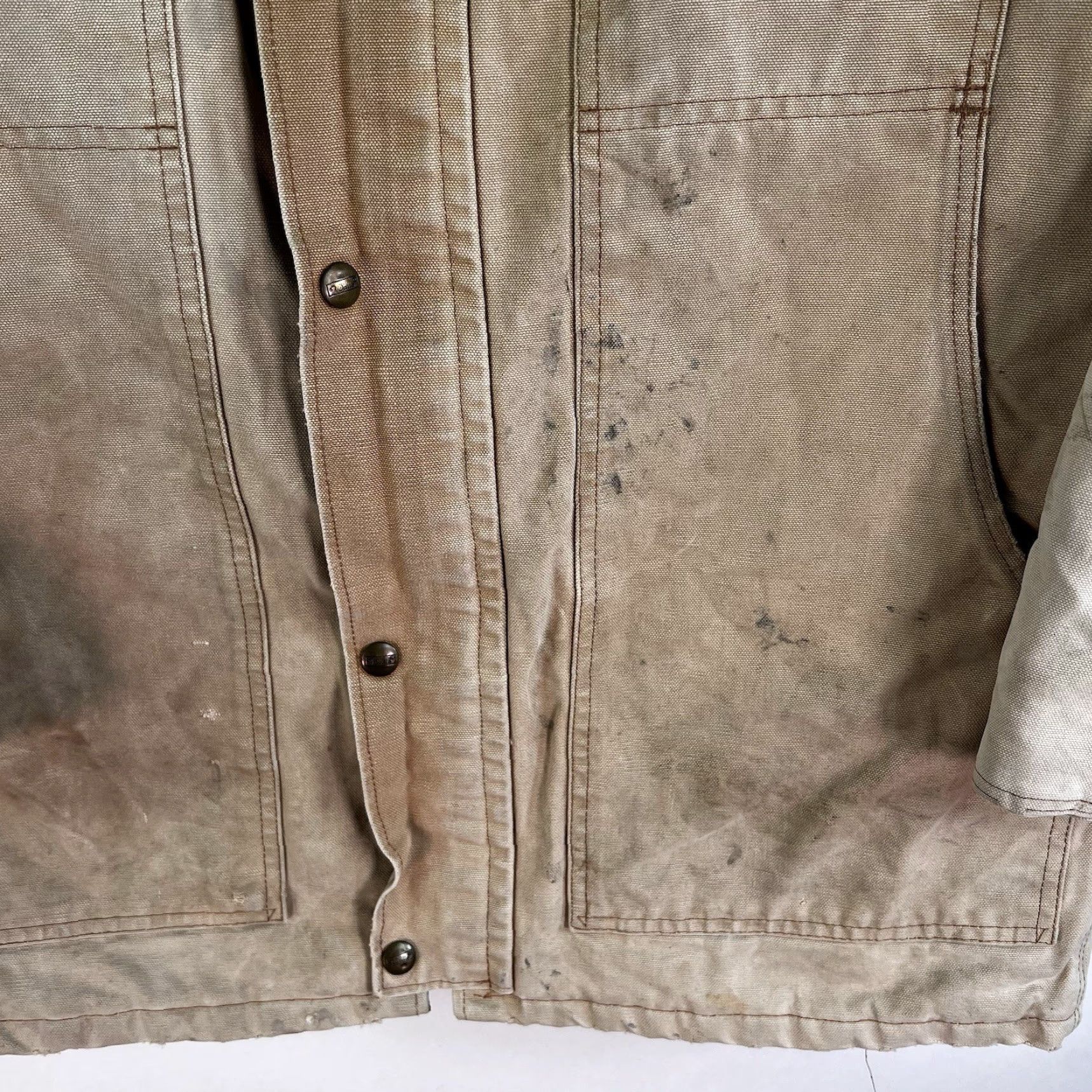 Walls VINTAGE Walls Blizzard-Pruf Chore Coat Mens L Brown Insulated Canvas Coat 80s Outdoor Workwear Quilted Zip Snap Zipper Logo Buttons Chest 48 in Mens Size US L / EU 52-54 / 3 - 5 Thumbnail