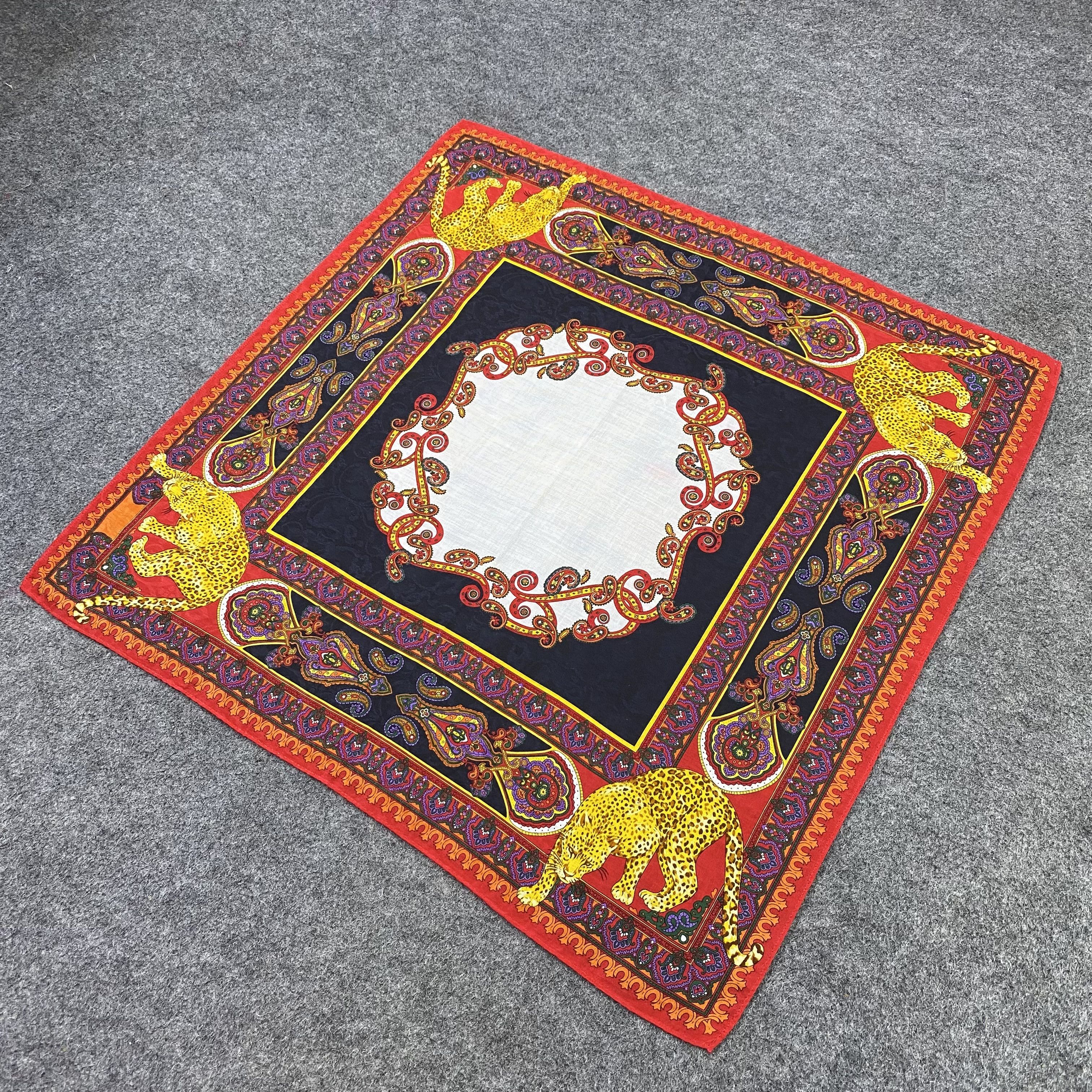 Vintage Leopard Motif Handkerchief / Bandana / Neckerchief-B2232 Size ONE SIZE - 4 Thumbnail