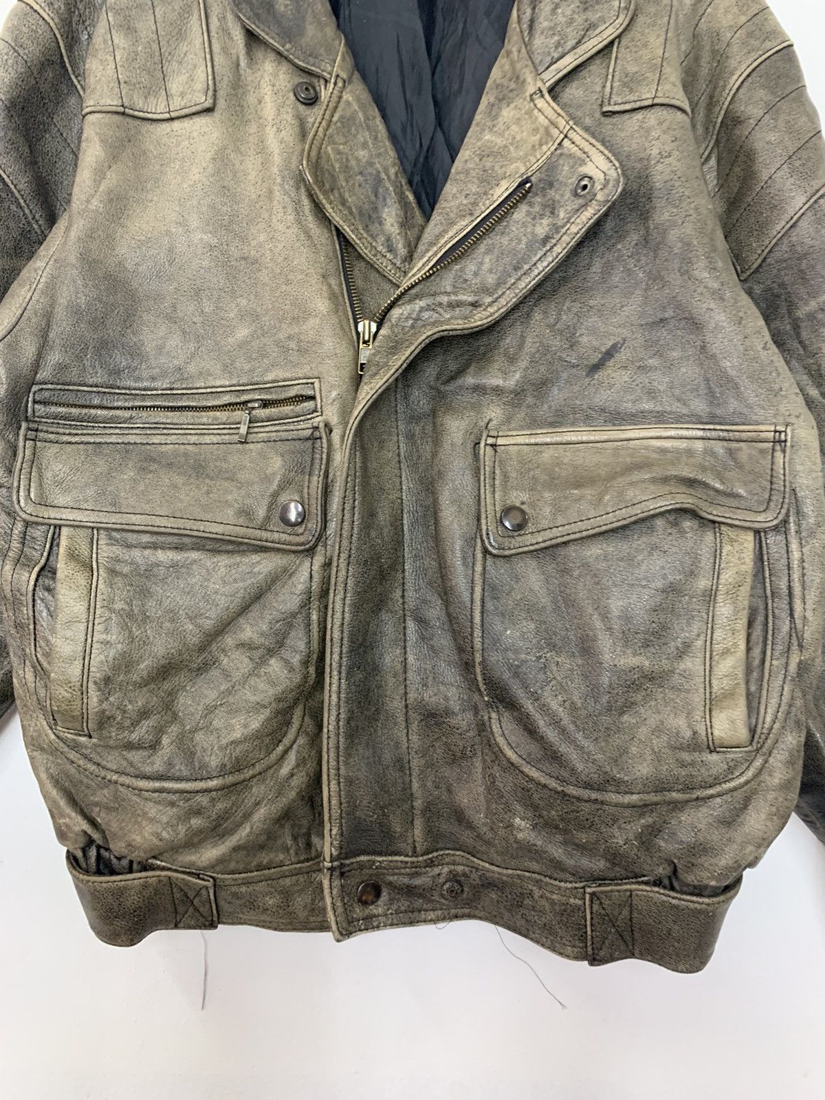 Freewheelers × Vintage Vintage Double Collar Cafe Racer Stonewash Leather Jacket Size US L / EU 52-54 / 3 - 4 Thumbnail