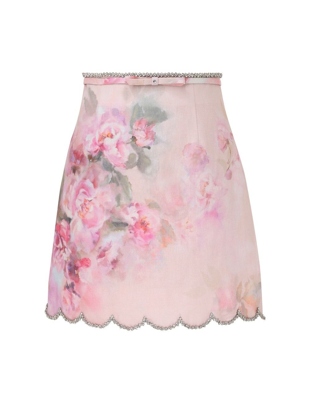 oc11z0925 Crush Scalloped Mini Skirt in Multicolor