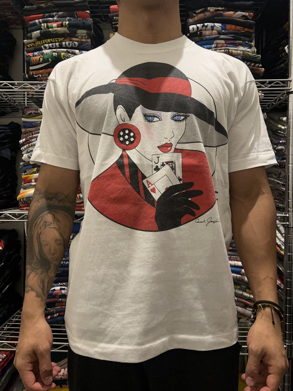 Arts & Science 80s Carol Joseph Casino Lady Single Stitch Art Attack Tee Size US L / EU 52-54 / 3 - 2 Thumbnail