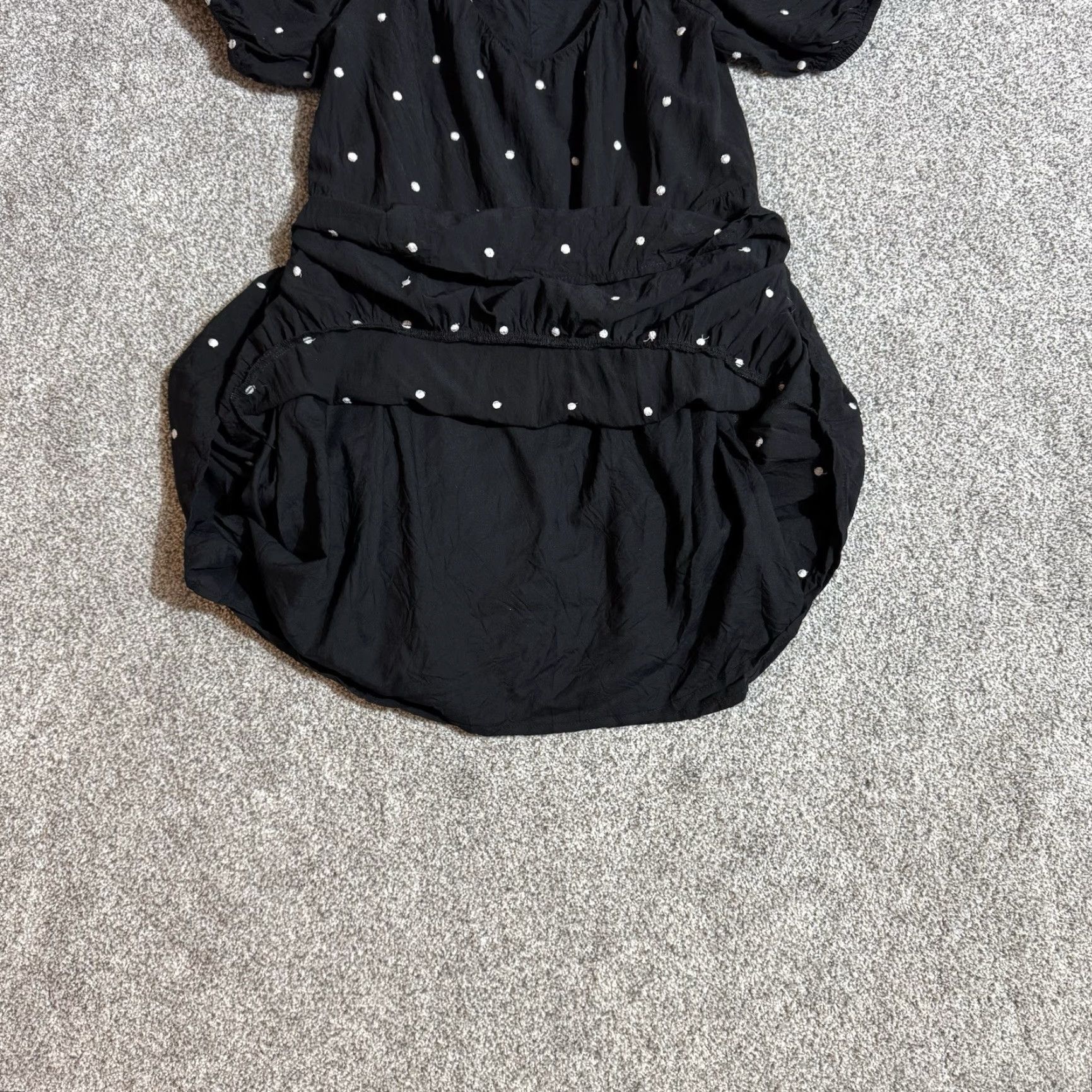 Loft LOFT Dress Small Petite Cottagecore Boho Embroidered Dots Puff Sleeve Tiered White Rayon Mini Bohemian Women XS-S Size S / US 4 / IT 40 - 6 Thumbnail