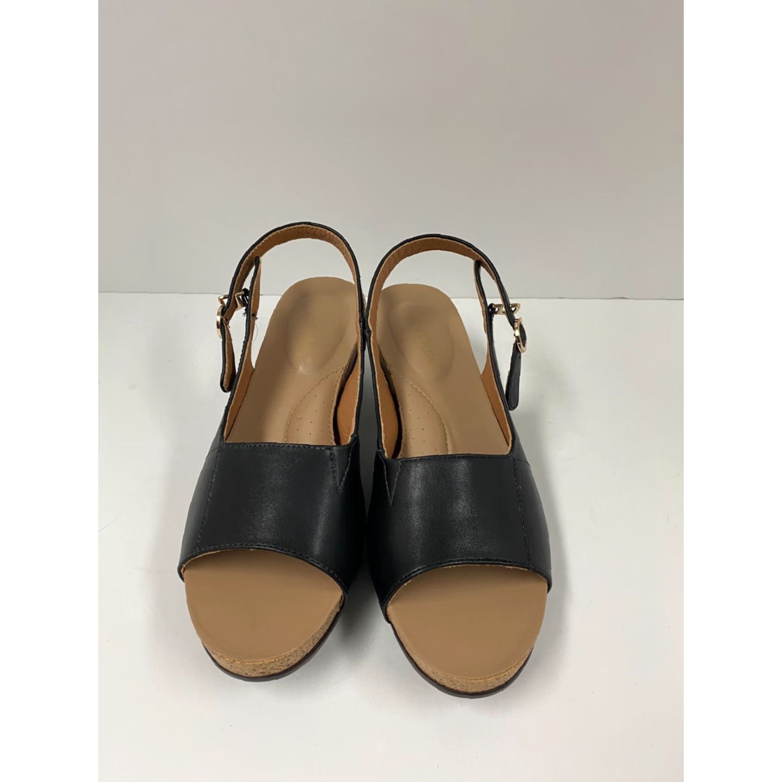 Vintage Voperin Womens Pumps Black Leather Open Toe Strap Buckle High Heel Block 3-3.9 in US 9 EU 40 AU 9 UK 7 Size Size US 10 / IT 40 - 3 Thumbnail
