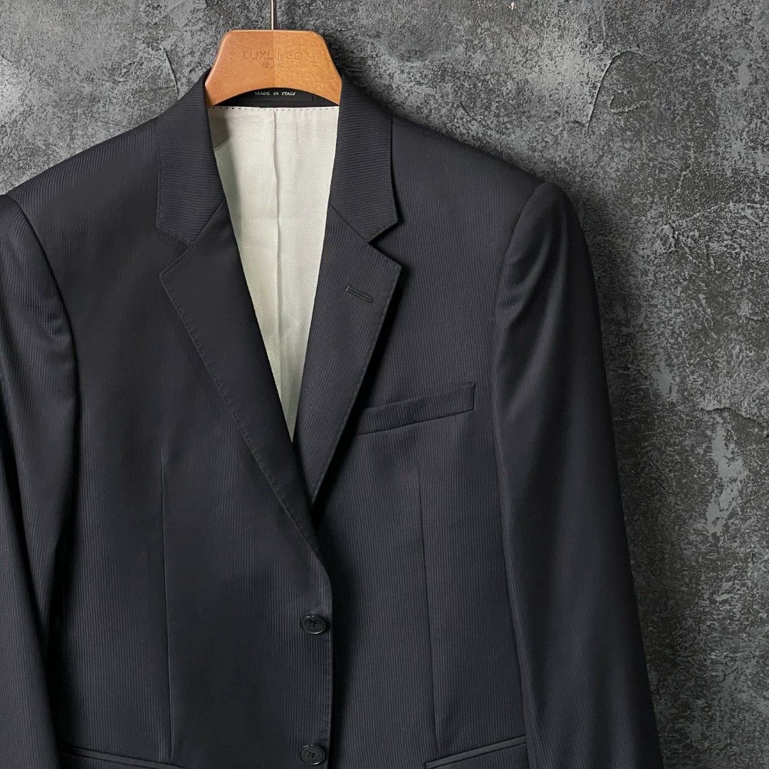 Emporio Armani EMPORIO ARMANI Navy Wool-Silk Business Suit Size 46S - 3 Thumbnail