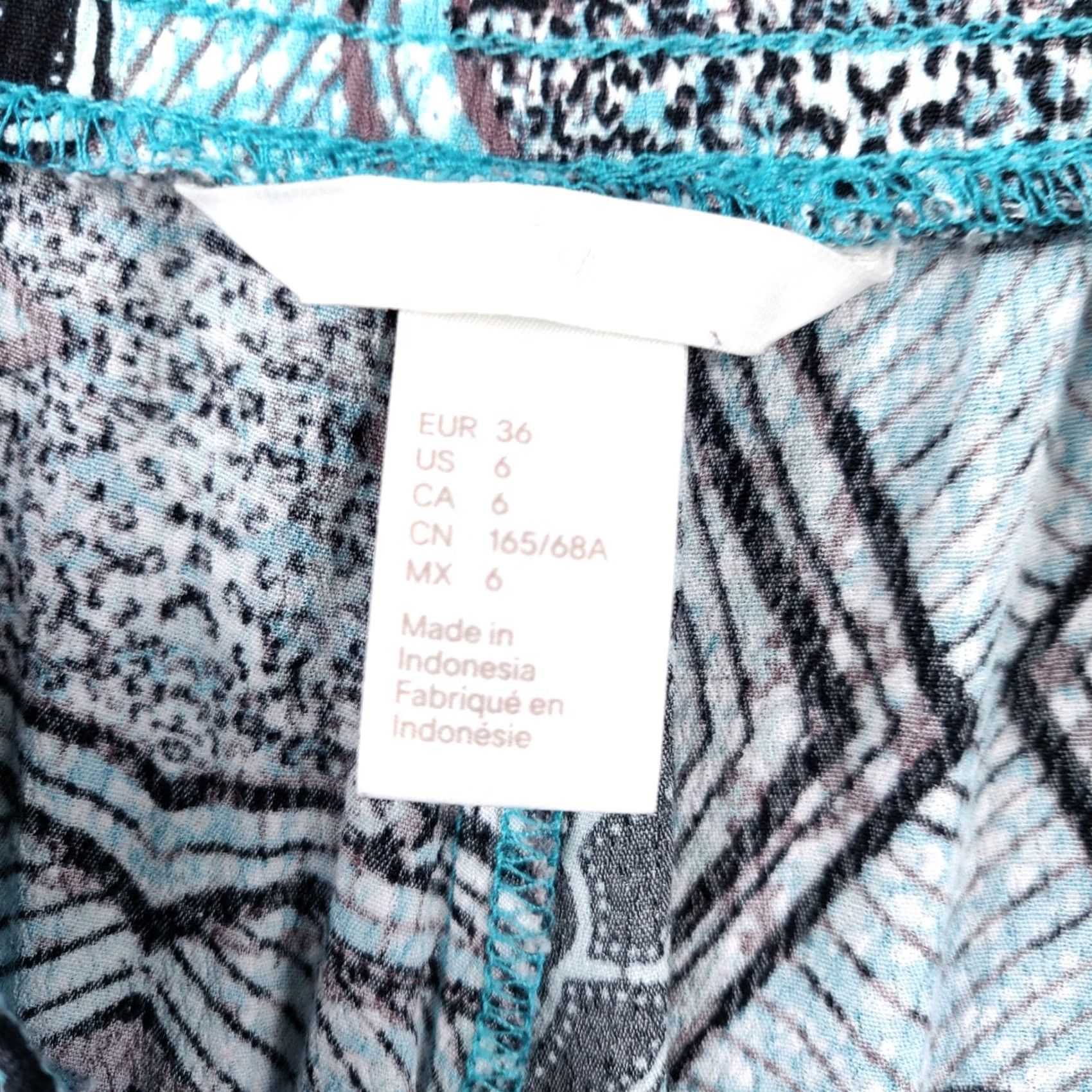 H&M H&M Dress Pants Women 6 Blue High Rise Wide Leg Printed Flat Front Pull On Boho Size 28" / US 6 / IT 42 - 3 Thumbnail