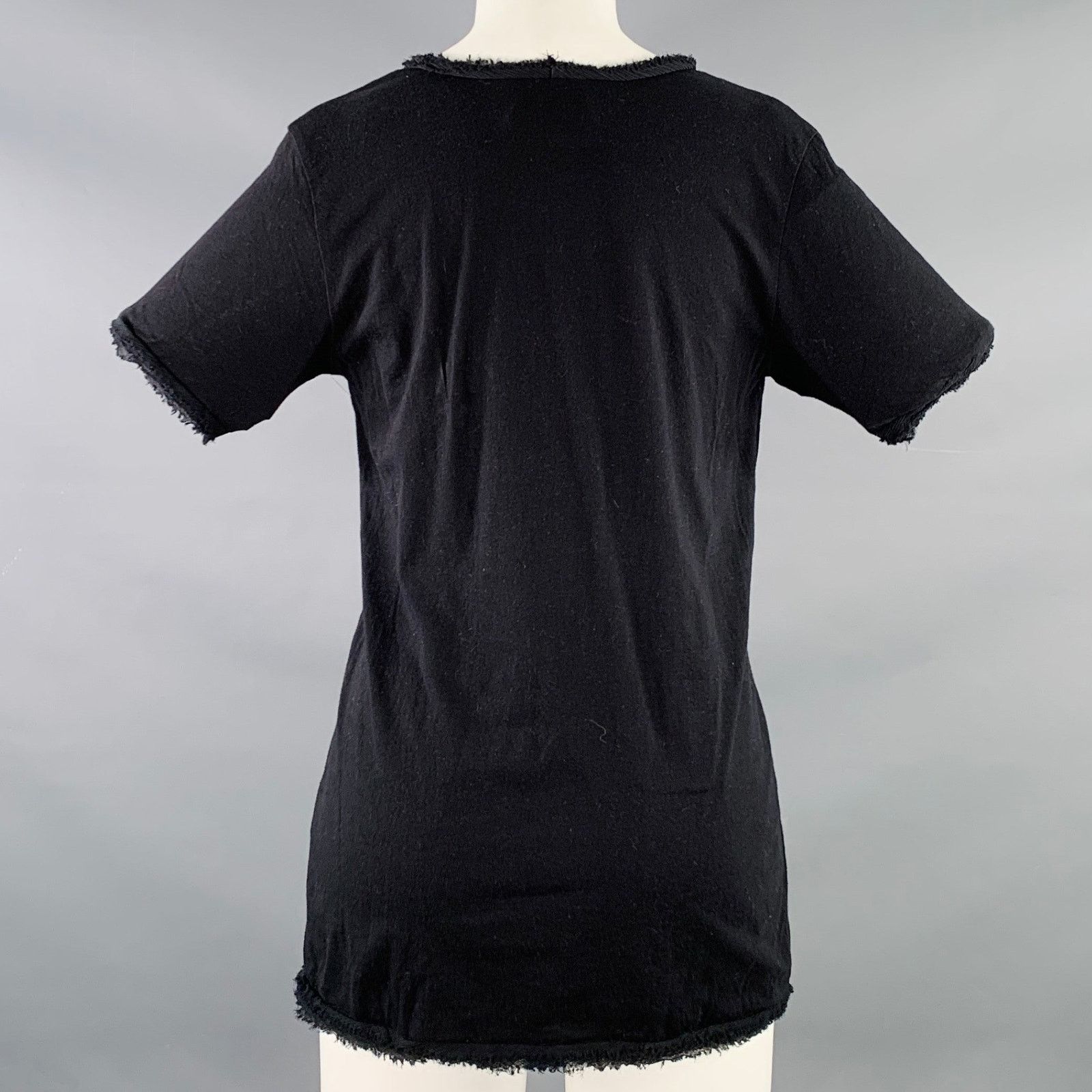 Lanvin LANVIN Size M Black Cotton Silk Raw Edge T-Shirt Size M / US 6-8 / IT 42-44 - 3 Thumbnail