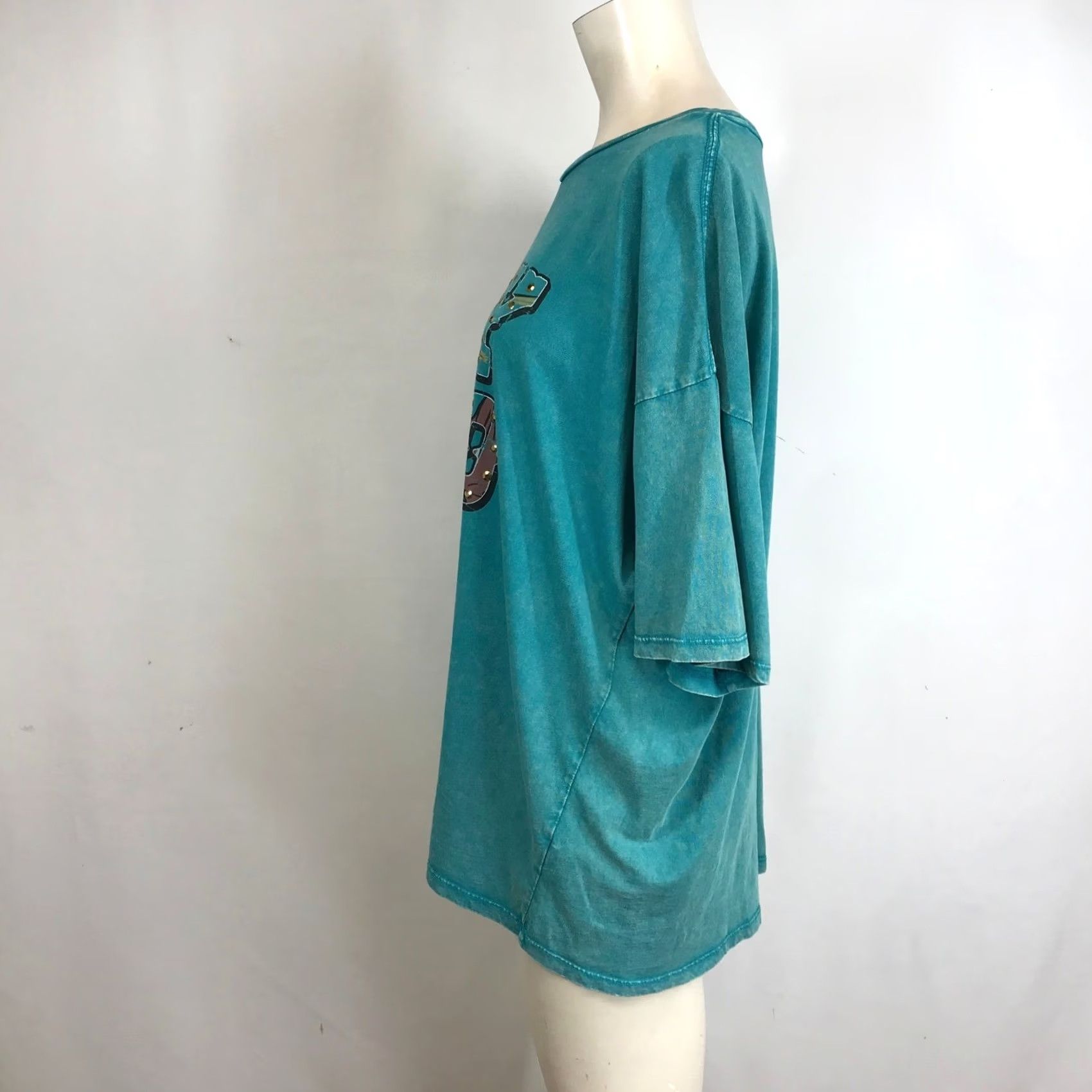 Vintage VINTAGE Rock & Roll Denim Turquoise Graphic Tee Stay Wild Oversized XL Size XL / US 12-14 / IT 48-50 - 6 Thumbnail